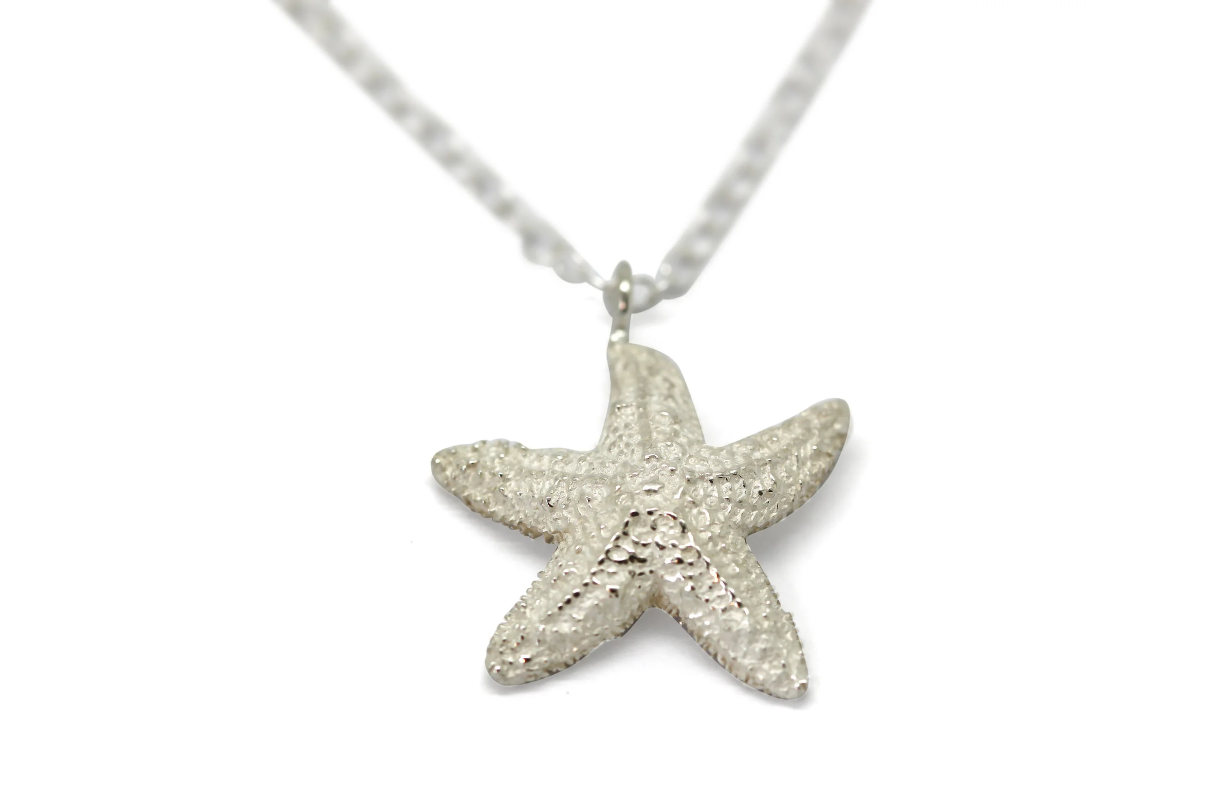 Large Silver Starfish Necklace 