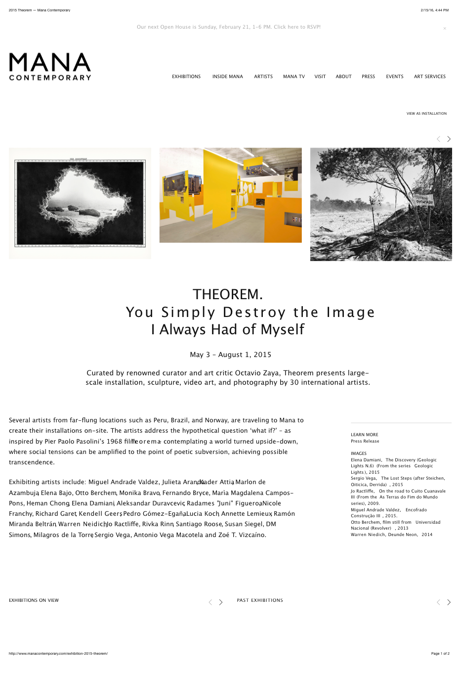 2015 Theorem — Mana Contemporary