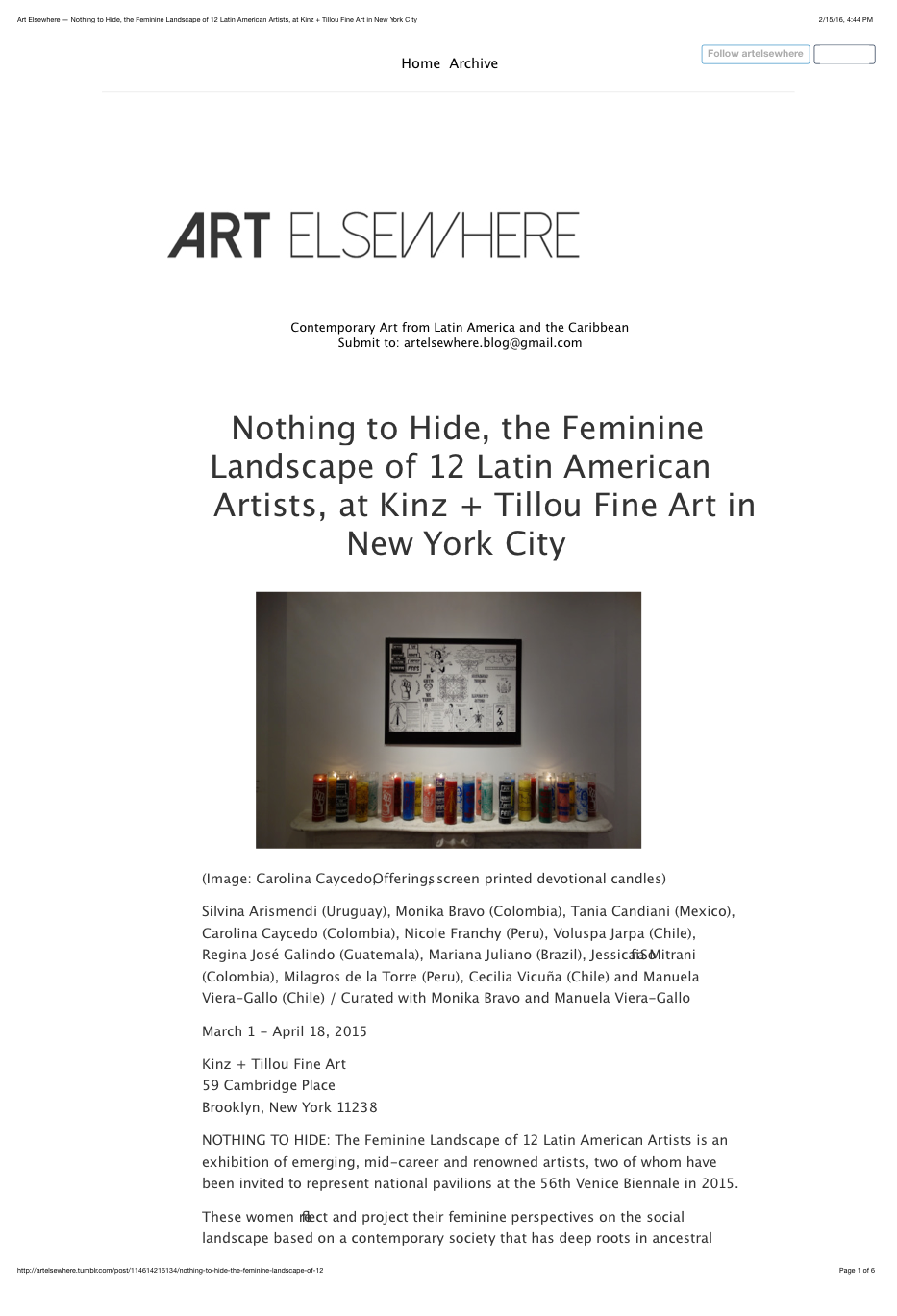 Art Elsewhere — Nothing to Hide, the Feminine Landscape of 12 Latin American Artists