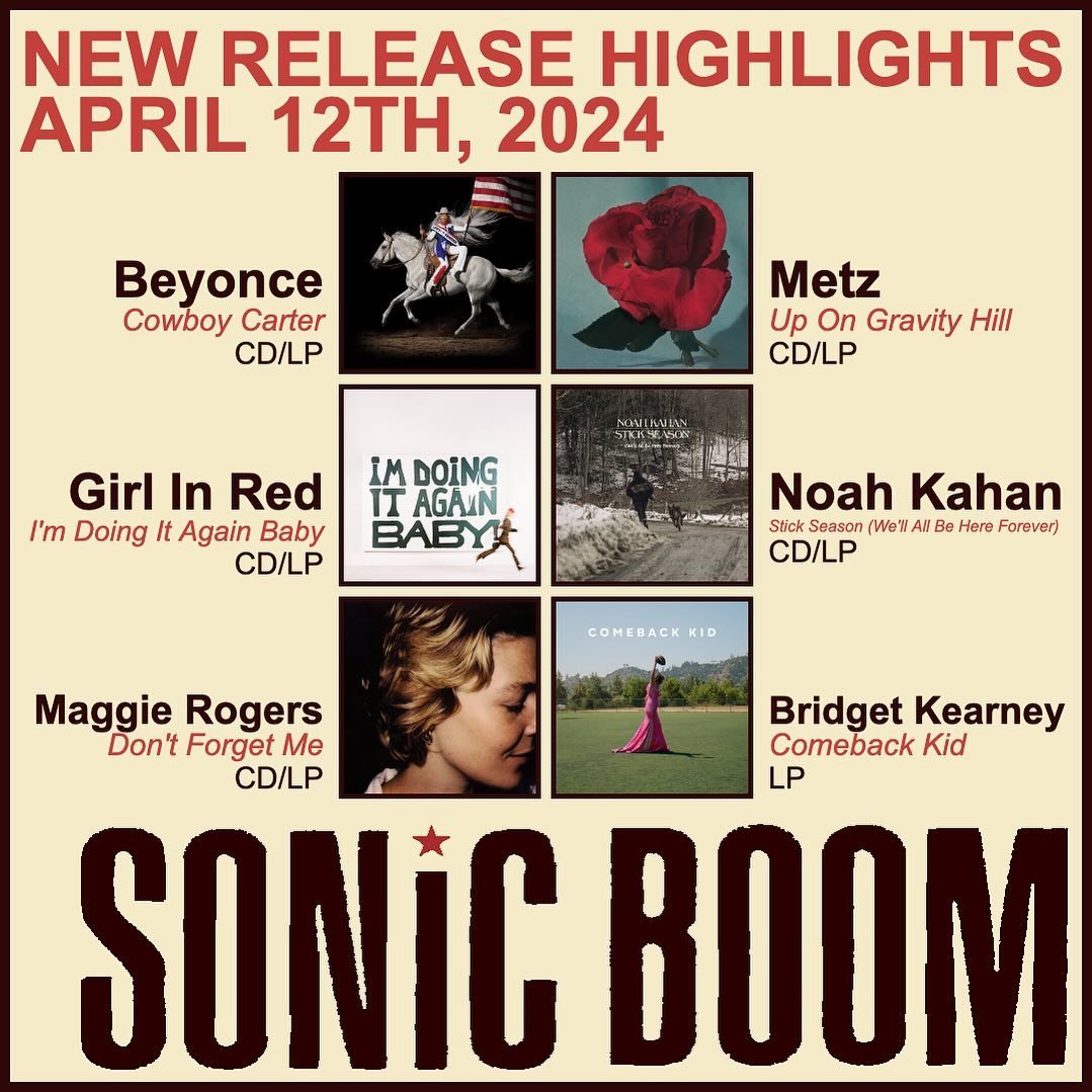 Happy New Release Friday! We&rsquo;ve got lots of new records this week including the long awaited Beyonce, Girl In Red, Maggie Rogers, Metz, Bridget Kearney and an expanded edition of Stick Season by Noah Kahan! What do you have your eye on this wee