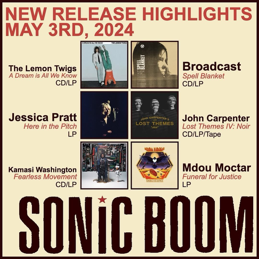 Happy New Release Friday! Our highlights this week include new albums from The Lemon Twigs, Jessica Pratt, Kamasi Washington, and Mdou Moctar as well as collections from Broadcast and John Carpenter. There&rsquo;s plenty more where that came from, wh