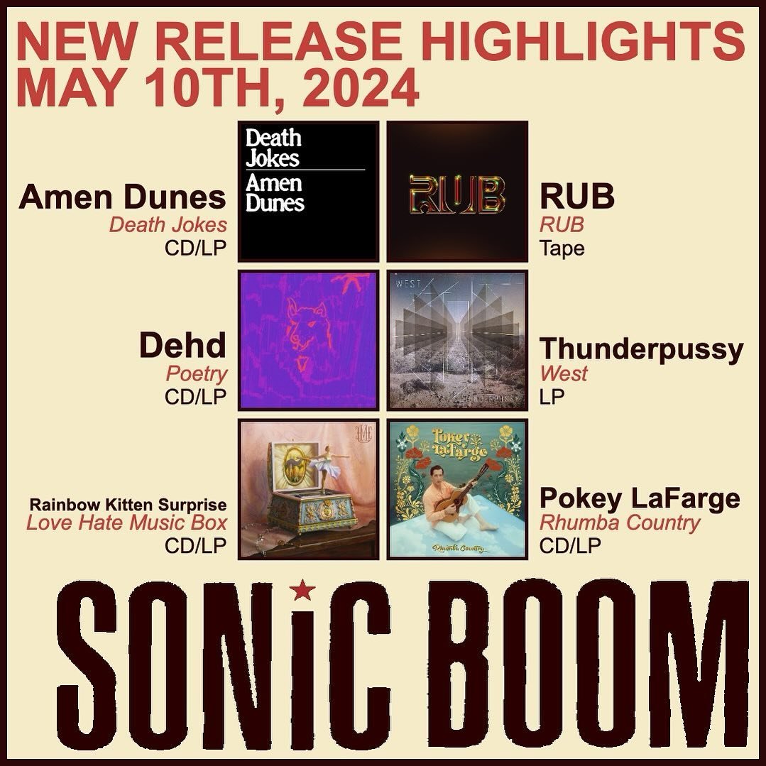 It&rsquo;s a sunny New Release Friday! 🌞 We&rsquo;ve got new albums from Amen Dunes, Rainbow Kitten Surprise, Dehd, and Pokey LaFarge as well as new albums from locals RUB and Thunderpussy! What do you have your eyes on this weekend?