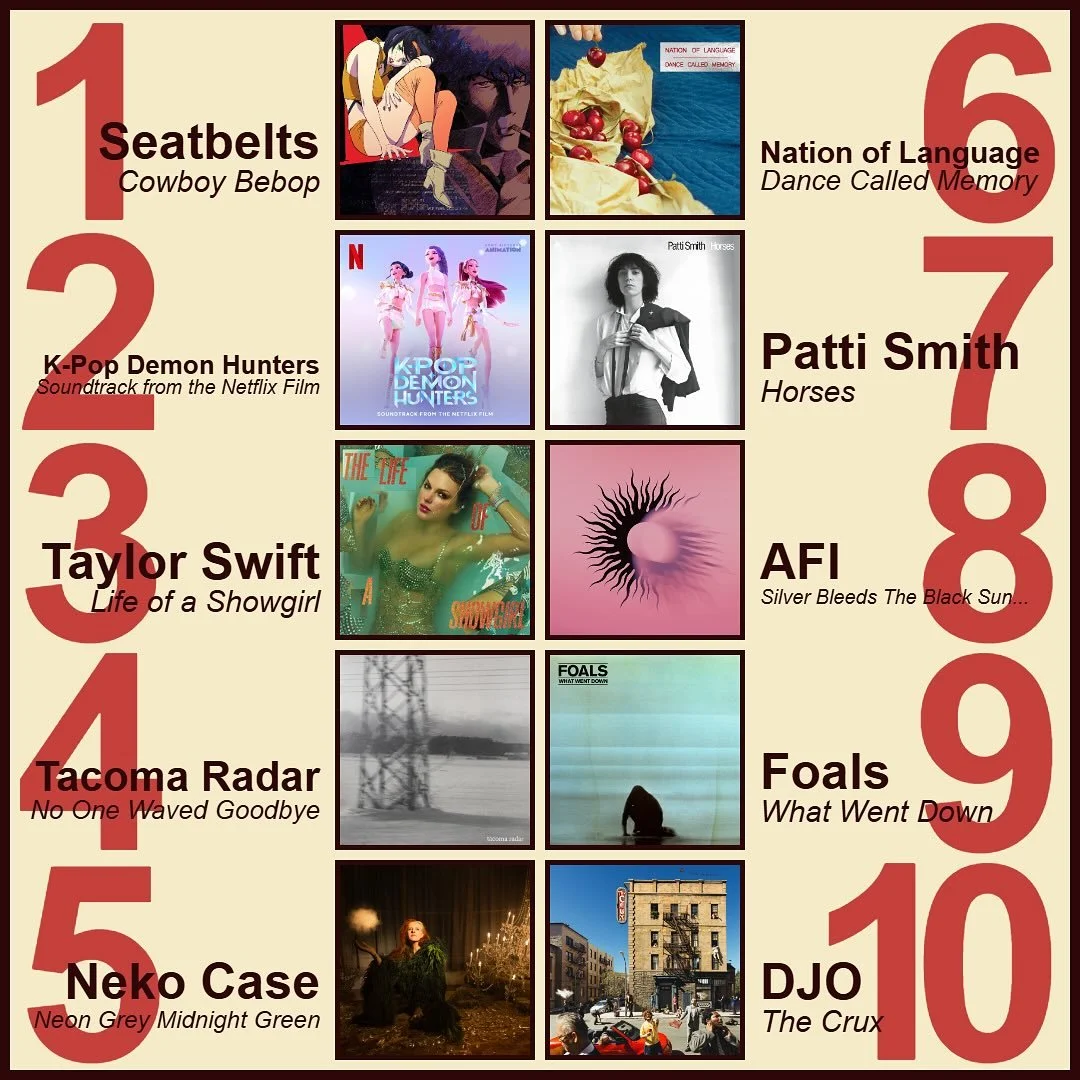 ✨ Our past week&rsquo;s best sellers! ✨
1️⃣ Seatbelts - Cowboy Bebop
2️⃣ K-Pop Demon Hunters (Music from the Netflix Film) 
3️⃣ Taylor Swift - Life of a Showgirl 
4️⃣ Tacoma Radar - No One Waved Goodbye
5️⃣ Neko Case - Neon Grey Midnight Green
6️⃣ Na
