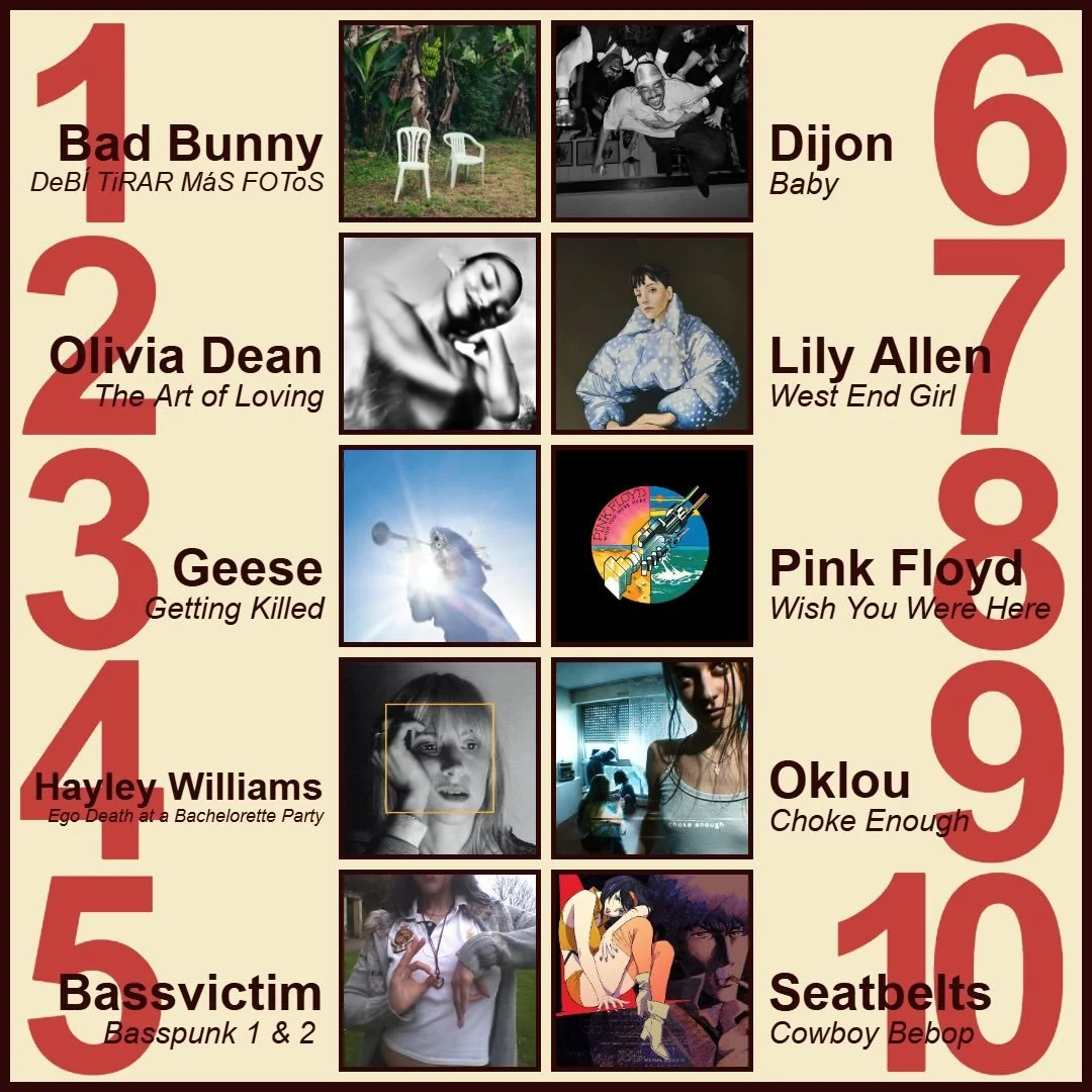 ✨ Our past week&rsquo;s best sellers! ✨
1️⃣ Bad Bunny -  DeB&Iacute; TiRAR M&aacute;S FOToS
2️⃣ Olivia Dean - The Art of Loving 
3️⃣ Geese - Getting Killed
4️⃣ Hayley Williams - Ego Death at a Bachelorette Party 
5️⃣ Bassvictim - Basspunk 1 &amp; 2
6
