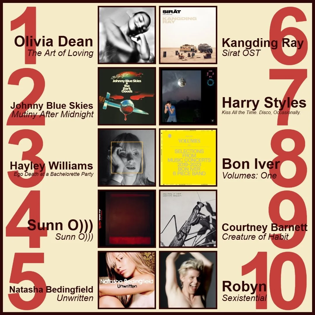 ✨ Our past week&rsquo;s best sellers! ✨
1️⃣ Olivia Dean - The Art of Loving 
2️⃣ Johnny Blue Skies - Mutiny After Midnight 
3️⃣ Hayley Williams - Ego Death at a Bachelorette Party 
4️⃣ Sunn O))) - Sunn O)))
5️⃣ Natasha Bedingfield - Unwritten
6️⃣ Kan