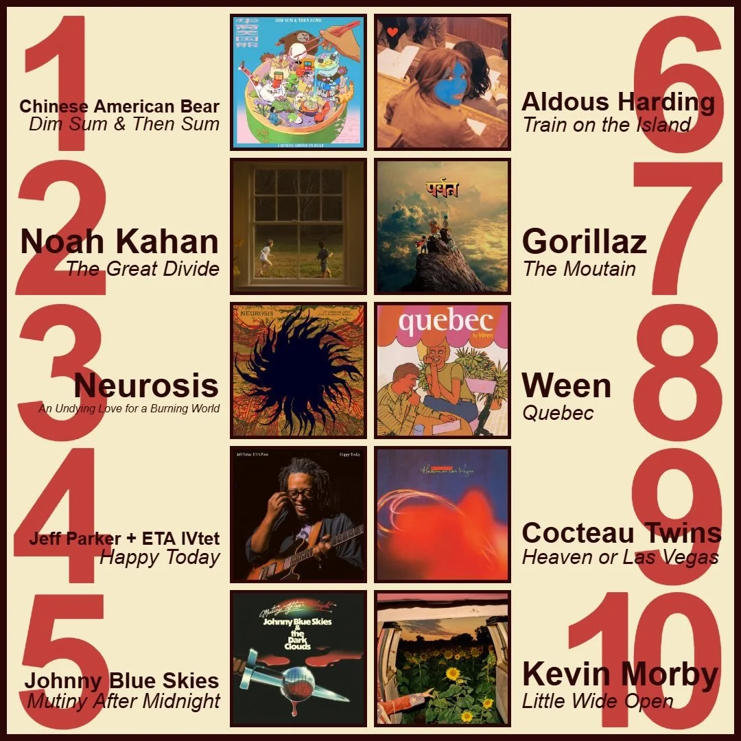 ✨ Our past week&rsquo;s best sellers! ✨
1️⃣ Chinese American Bear - Dim Sum &amp; Then Sum
2️⃣ Noah Kahan - The Great Divide 
3️⃣ Neurosis - An Undying Love for a Burning World
4️⃣ Jeff Parker + ETA IVtet - Happy Today
5️⃣ Johnny Blue Skies - Mutiny 