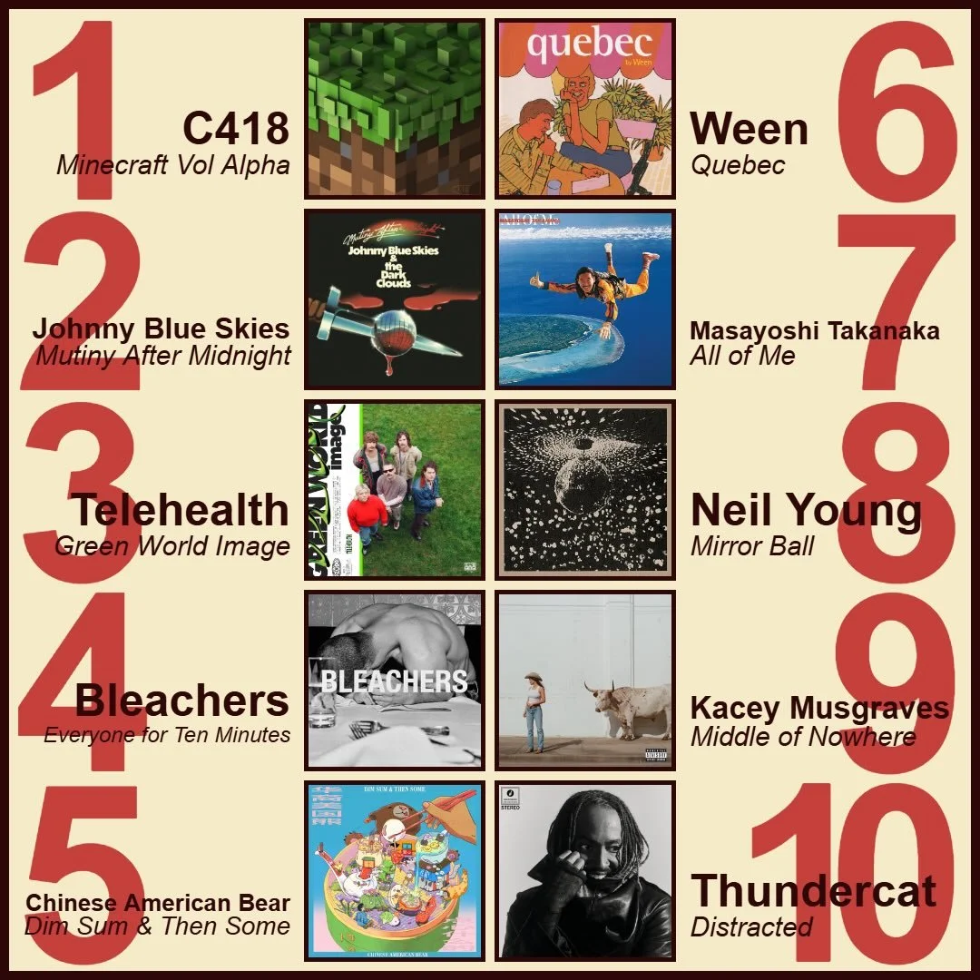 ✨ Our past week&rsquo;s best sellers! ✨
1️⃣ C418 - Minecraft Vol Alpha
2️⃣ Johnny Blue Skies - Mutiny After Midnight 
3️⃣ Telehealth - Green World Image
4️⃣ Bleachers - Everyone for Ten Minutes
5️⃣ Chinese American Bear - Dim Sum &amp; Then Sum 
6️⃣ 