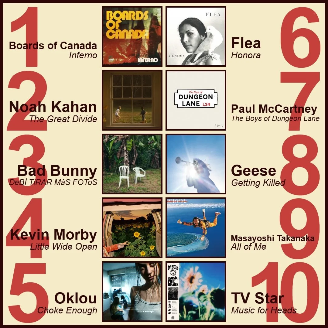 ✨ Our past week&rsquo;s best sellers! ✨
1️⃣ Boards of Canada - Inferno
2️⃣ Noah Kahan - The Great Divide
3️⃣ Bad Bunny - DeB&Iacute; TiRAR M&aacute;S FOToS
4️⃣ Kevin Morby - Little Wide Open
5️⃣ Oklou - Choke Enough
6️⃣ Flea - Honora
7️⃣ Paul McCartn
