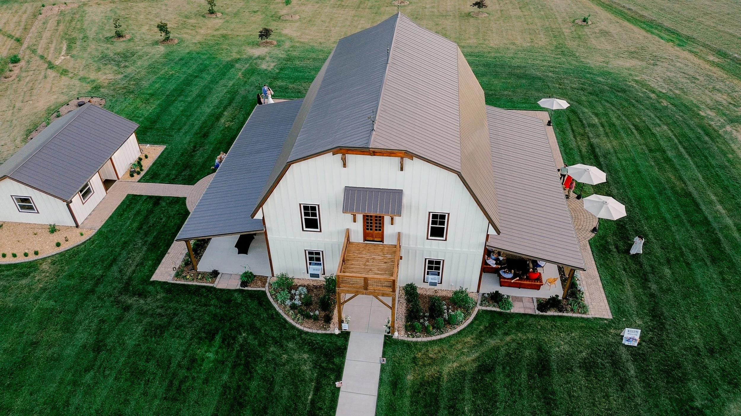 Drone view of White barn