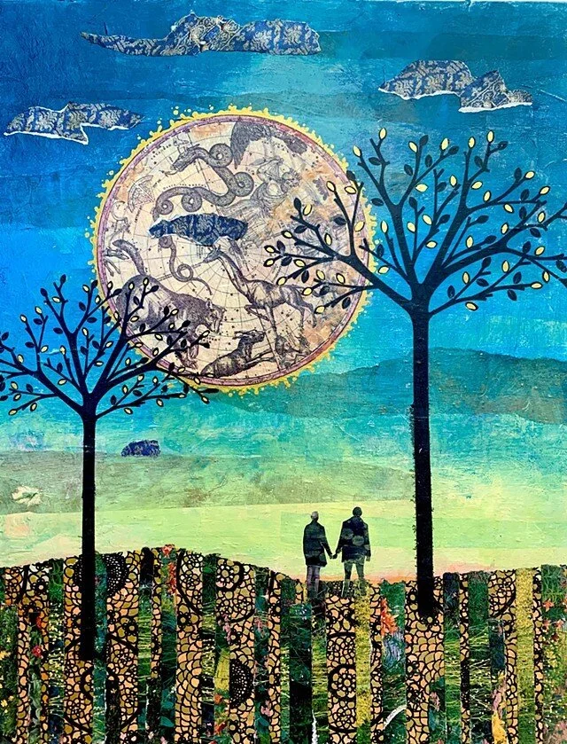   Katie Hofacker  | Katie Hofacker  Use Coupon Code: FREESHIPPING for free shipping on all orders.  Mixed media elements are combined on canvas to create imagery that borders on the surreal.  