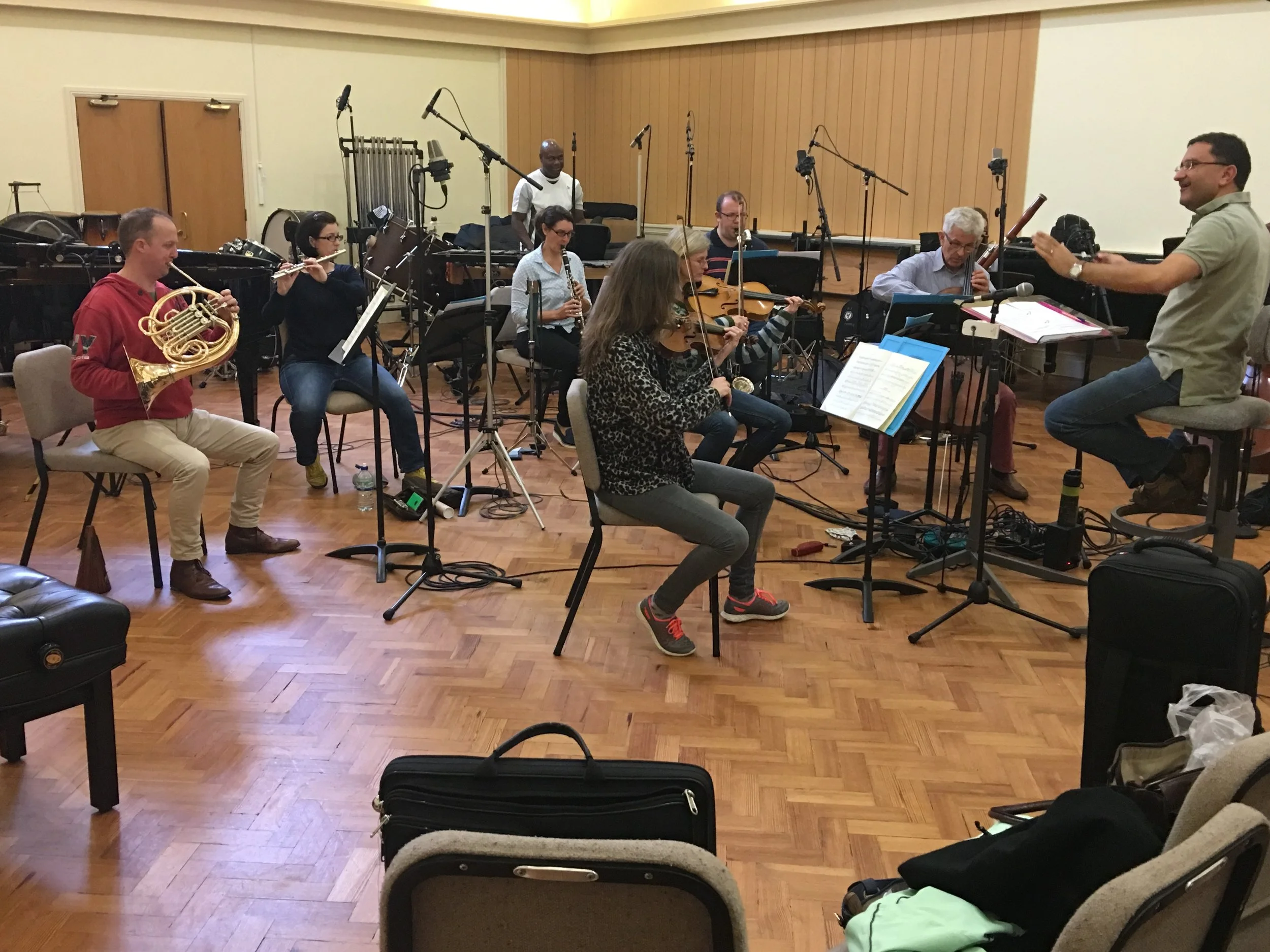 Kokoro (the new music ensemble of the Bournemouth Symphony Orchestra) in sessions for the recording of Strip Jack Naked with conductor Mark Forkgen