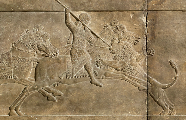 Relief depicting Ashurbanipal hunting a lion. 645 – 635 BC.