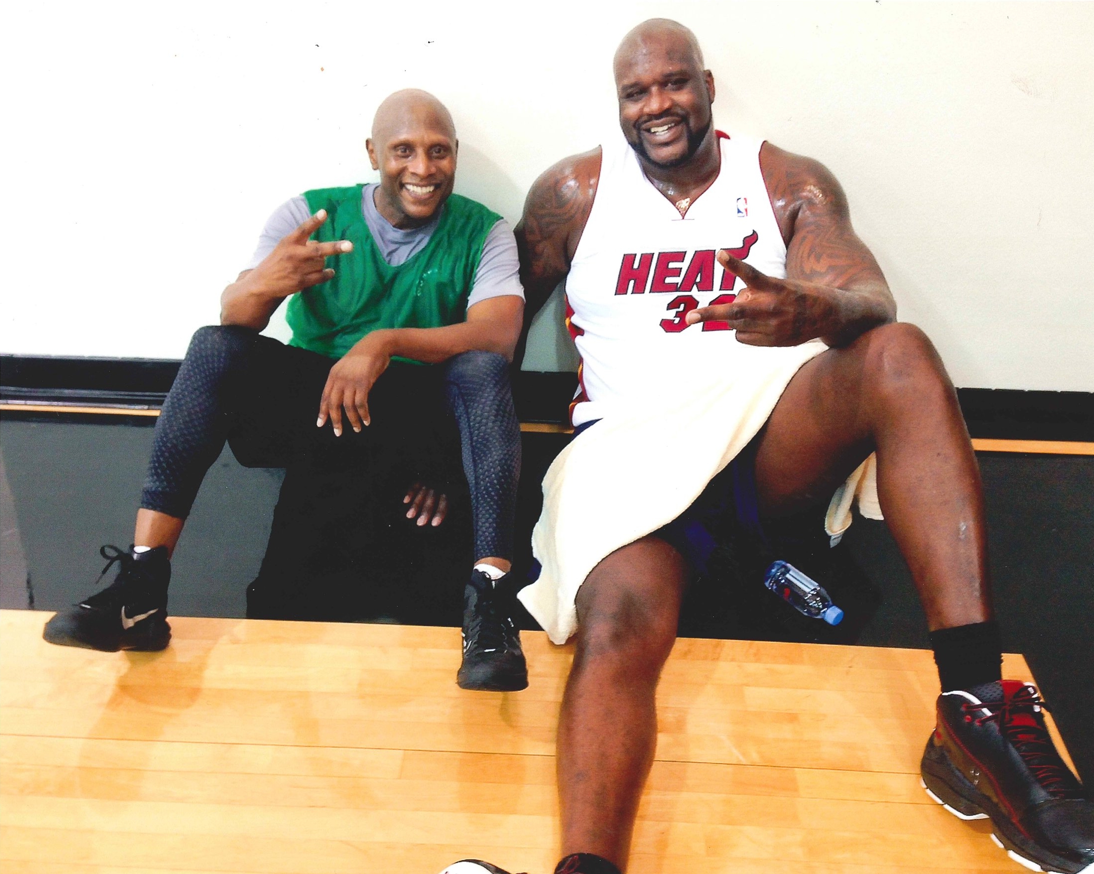 Playing basketball at Shaquille O'Neal'shome.