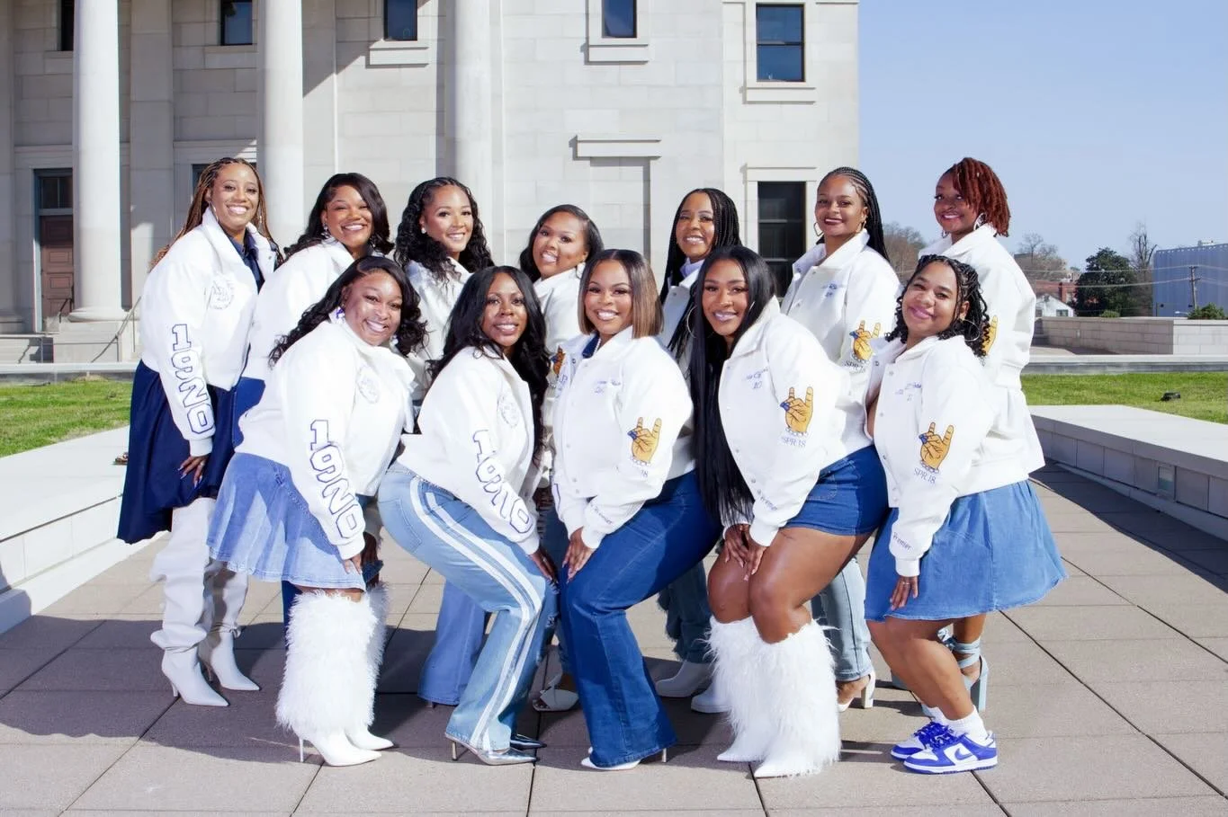 Finer 🕊️💙

Custom-designed white cropped varsity jackets for the Spring &rsquo;18 line of Lambda Beta Chapter of Zeta Phi Beta Sorority, Inc.

Honored you trusted Thee Fashioneer, LLC to bring your vision to life. You wear it beautifully.