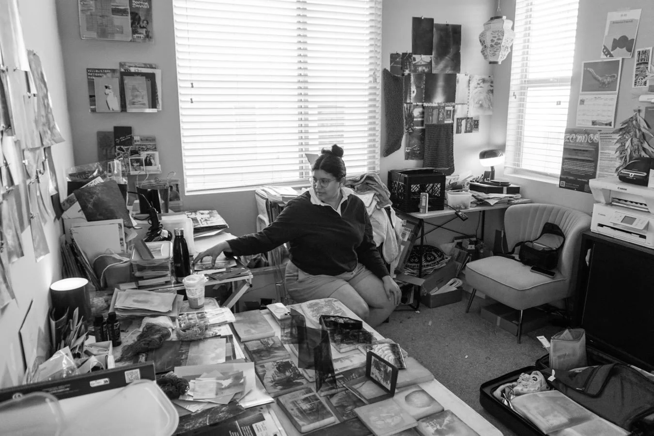Studio views on the third floor. Arranging and rearranging is 90% of my process. Thanks for the visit @8x8designlab 🤝