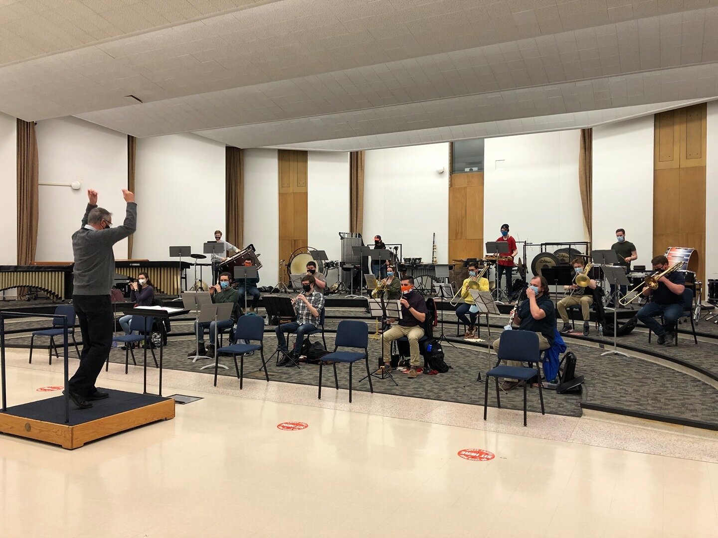 Members of the Illinois Wind Symphony started work on &quot;Int&eacute;grales&quot; by Edgard Var&egrave;se under the direction of Dr. Peterson recently. Despite all the protocols, our students and faculty/staff have been persevering  to ensure that 