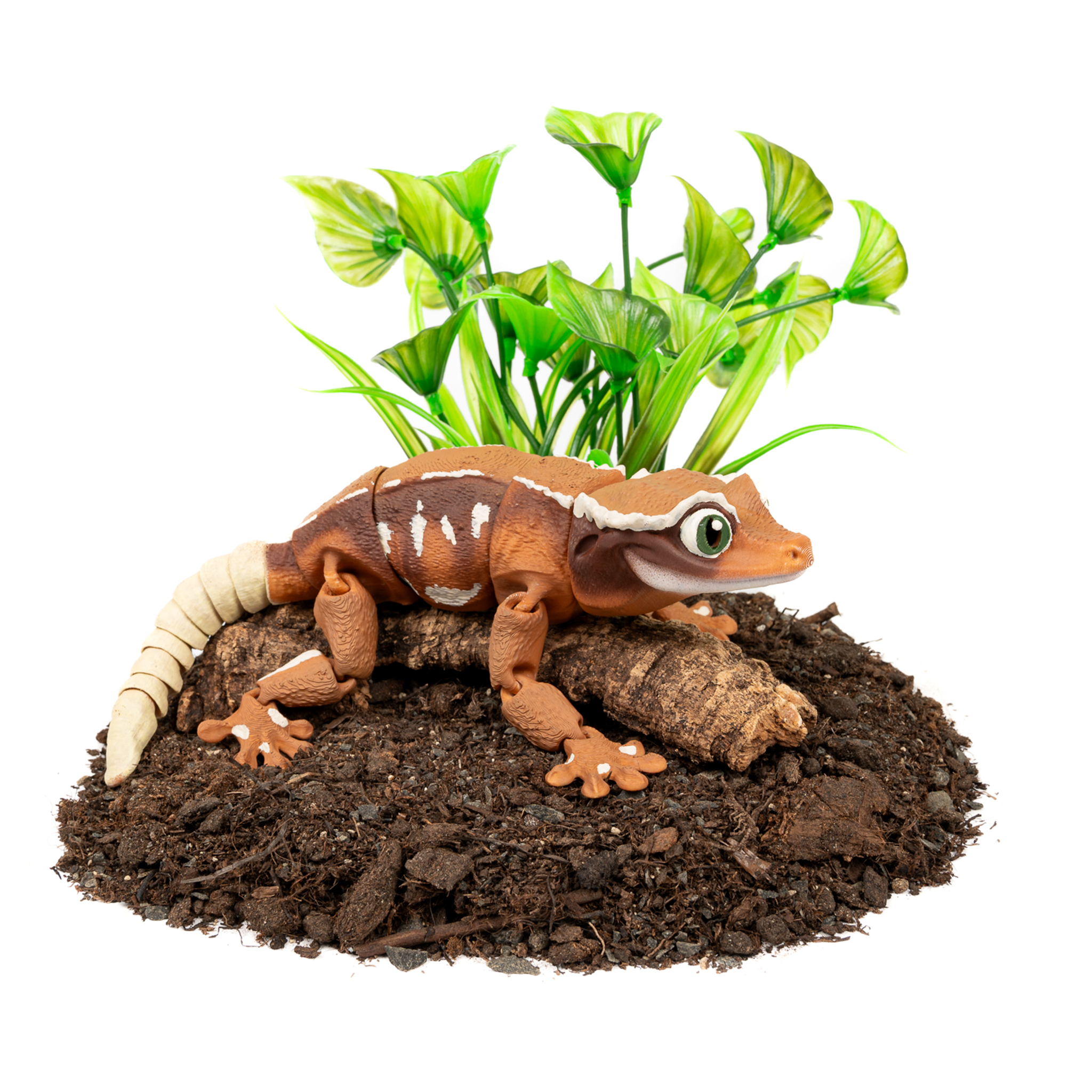 Kranset gekko - Flexi figur - håndmalt