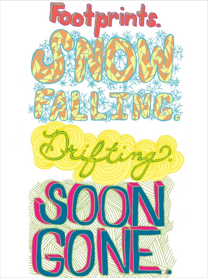 Footprints. Snow falling. Drifting. Soon gone. / 011210