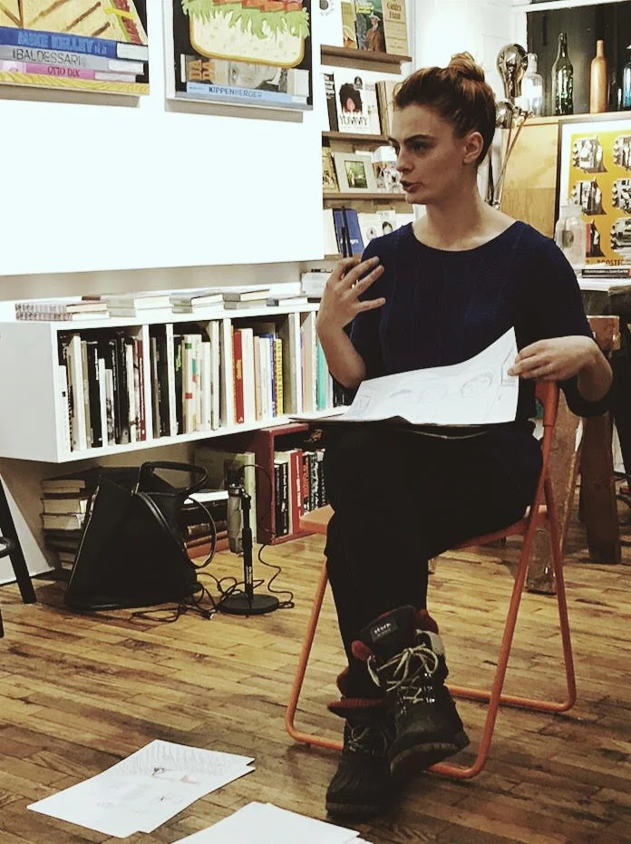 PHOTO: FLYNN OSMAN / BLENDED Nancy Pop discussing her visual perspective of What’s Wrong with Alfred?