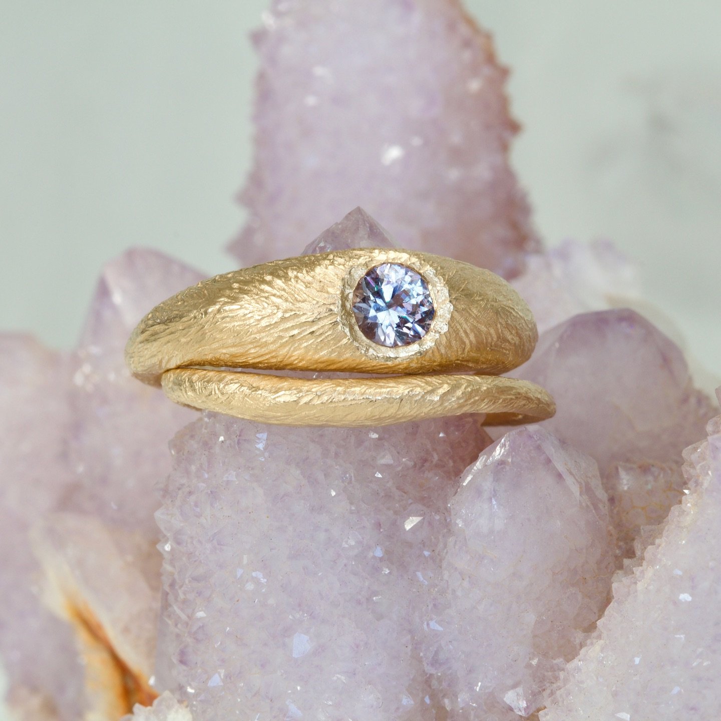 The Soft Animal ring set ft. a very cool lavender sapphire ✨ Available online - DM for details