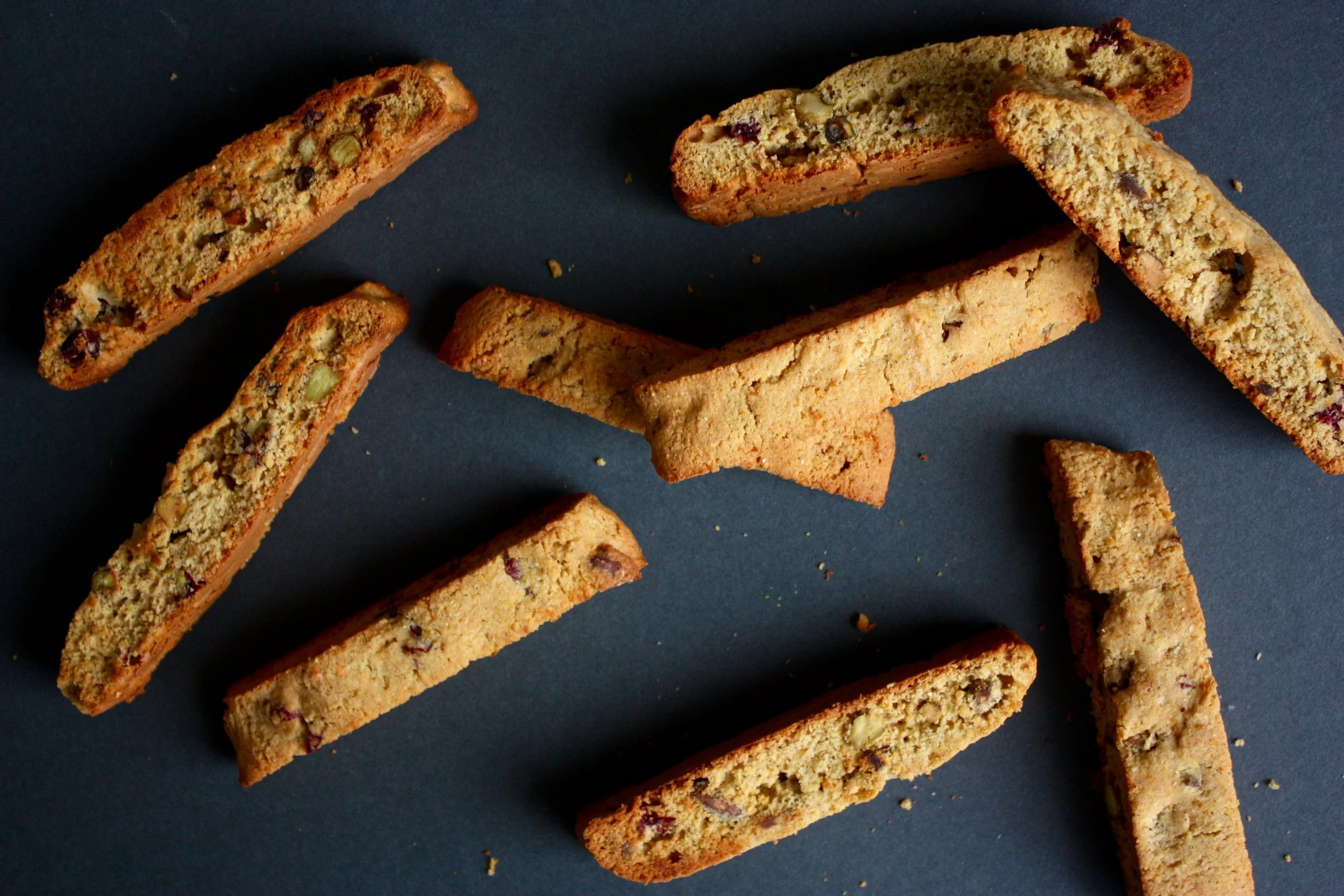 Cranberry Orange Pistachio Biscotti (gluten-free, dairy-free)