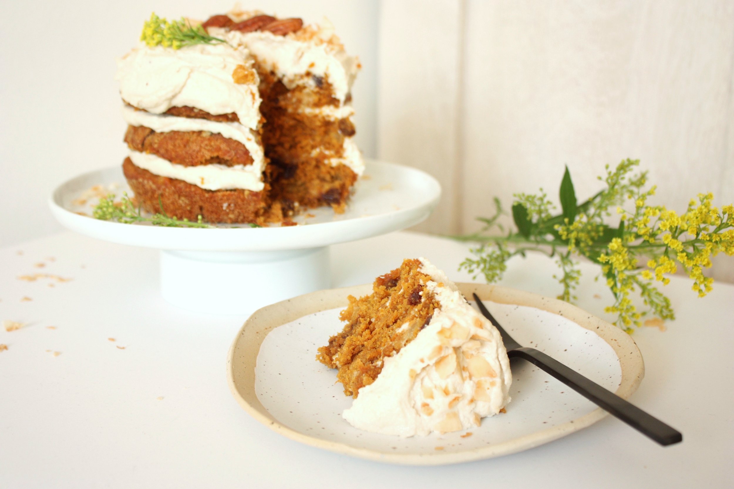 Carrot Cake with Cashew Coconut Frosting (gluten-free)