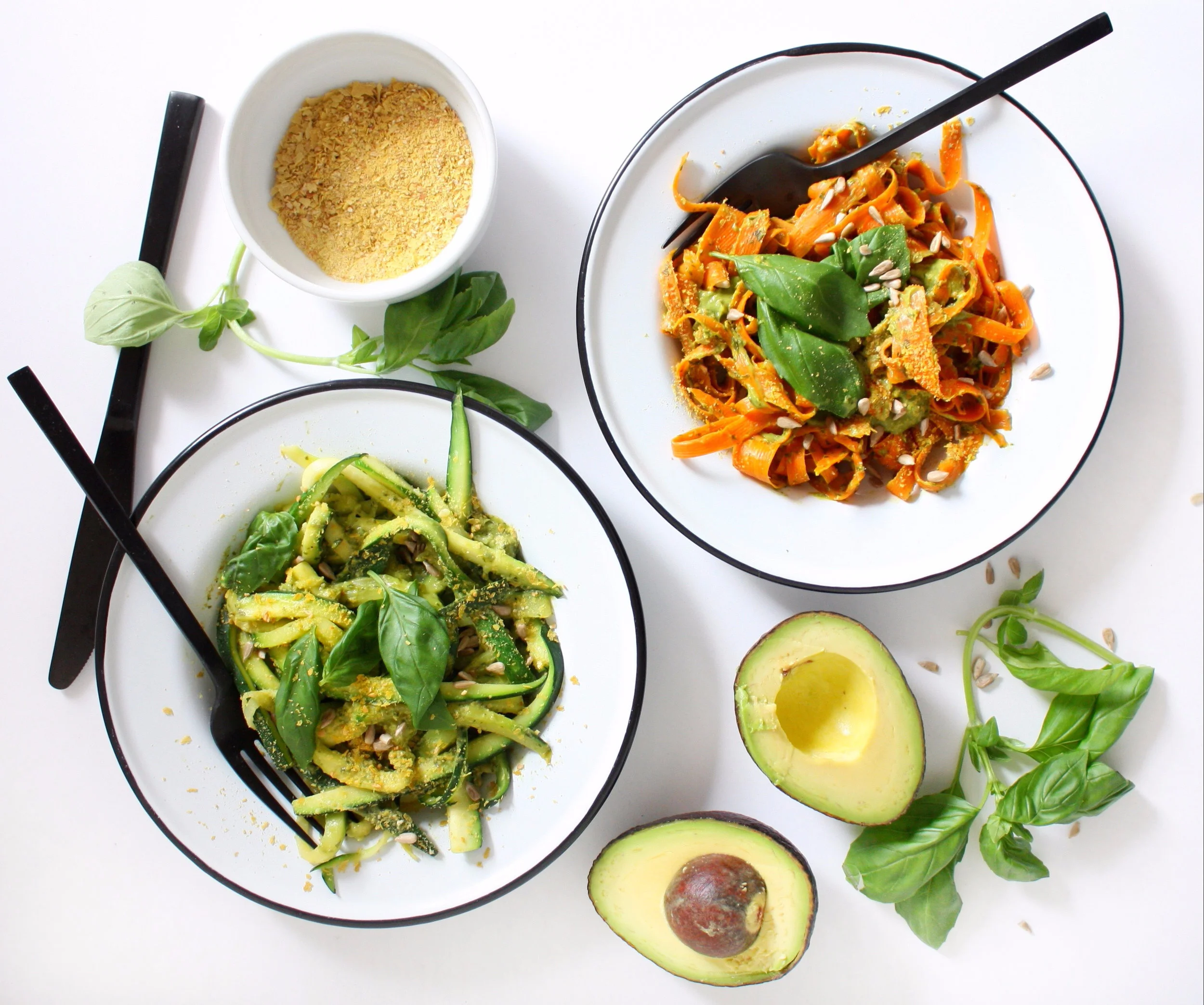 Vegetable Noodles with Avocado Pesto (grain-free, dairy-free)