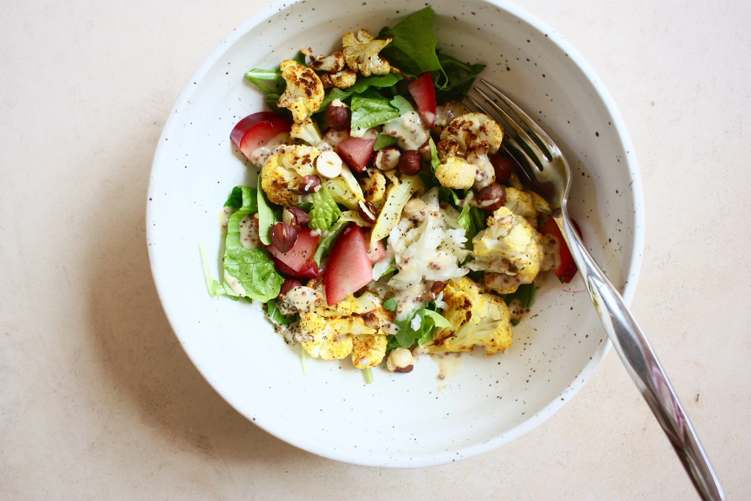 Turmeric Roasted Cauliflower and Honey Mustard Salad