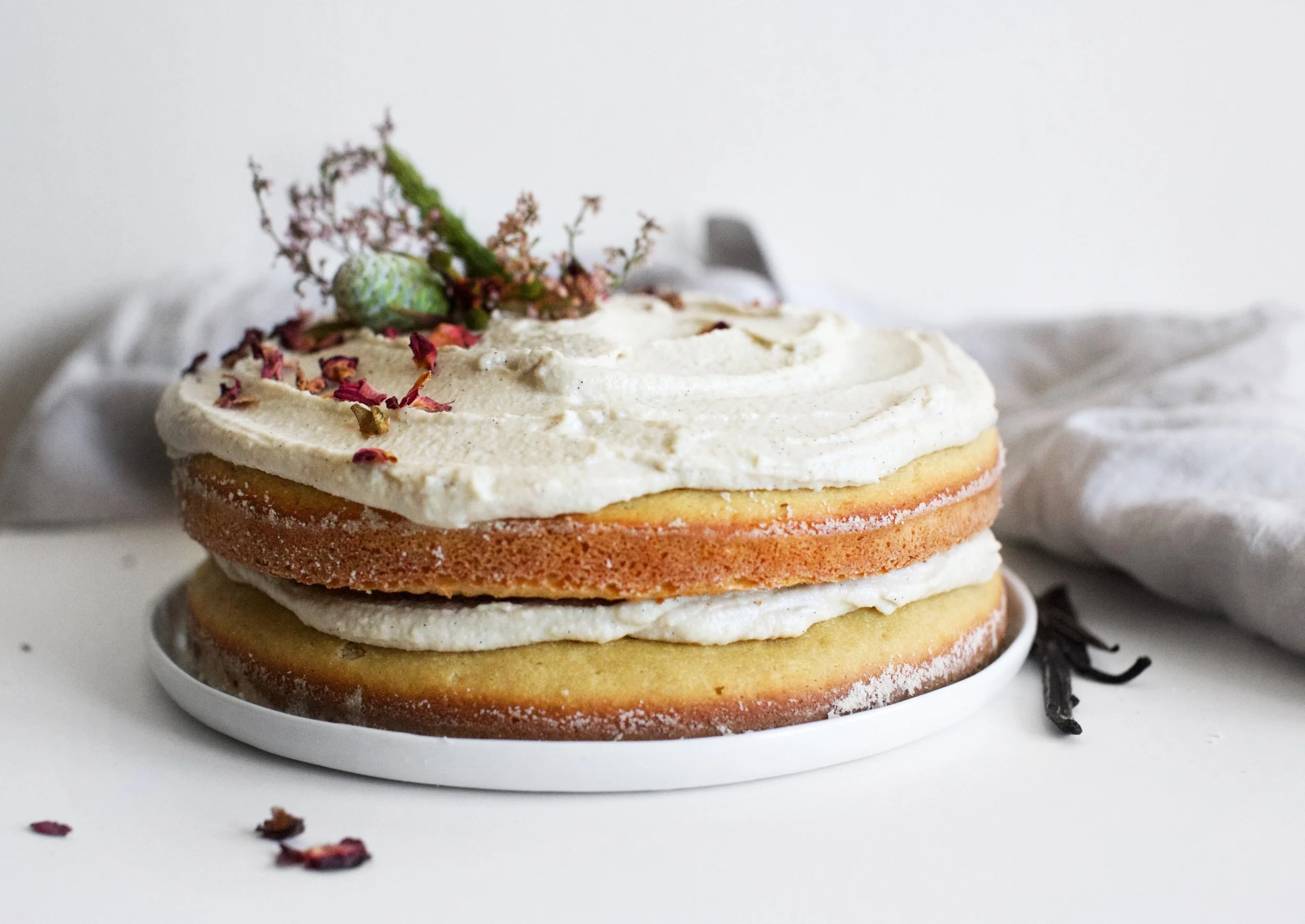Vanilla Cake with Cashew Coconut Butter Frosting (gluten-free)