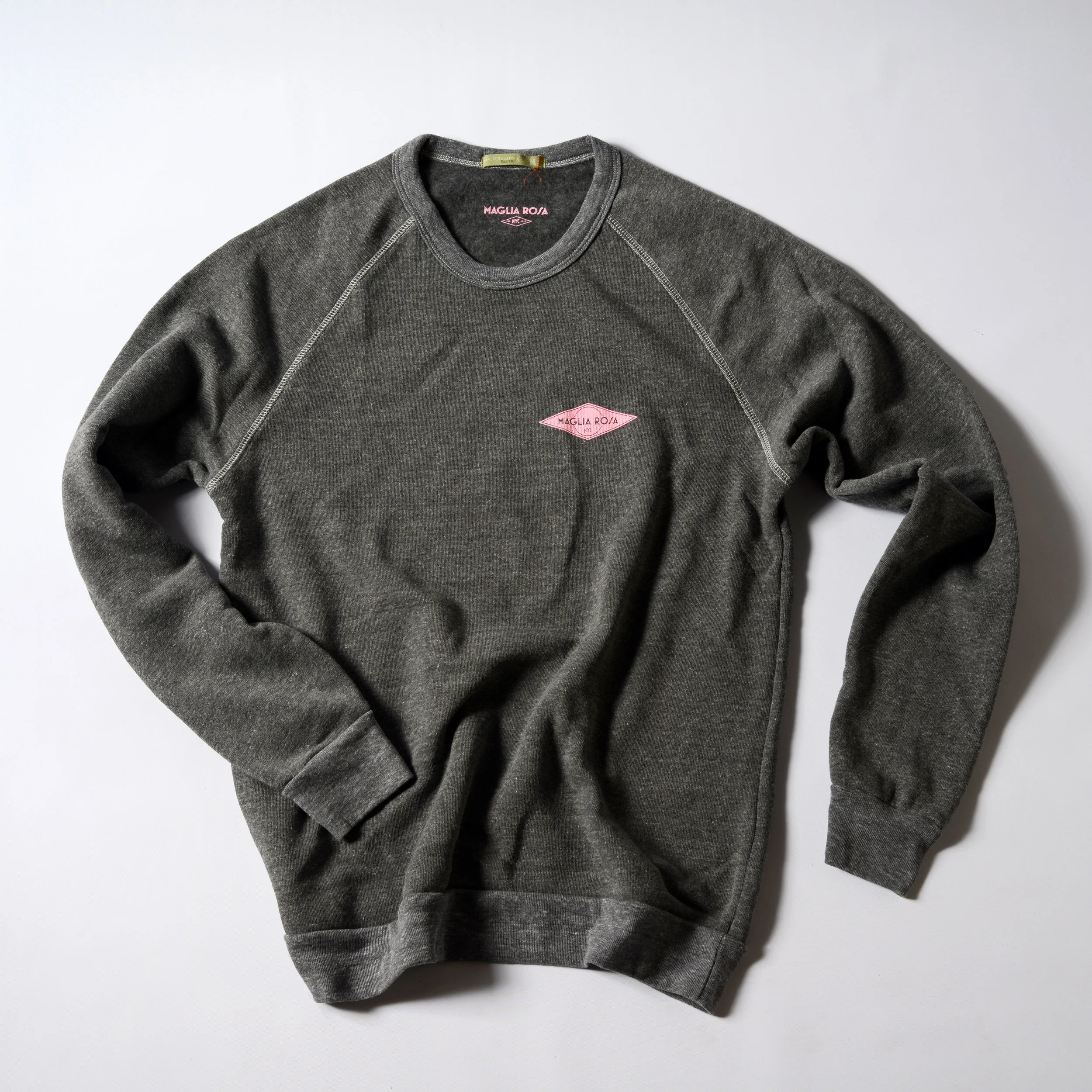 Maglia Rosa NYC Crewneck Sweatshirt - Grey / Pink Logo — Maglia Rosa