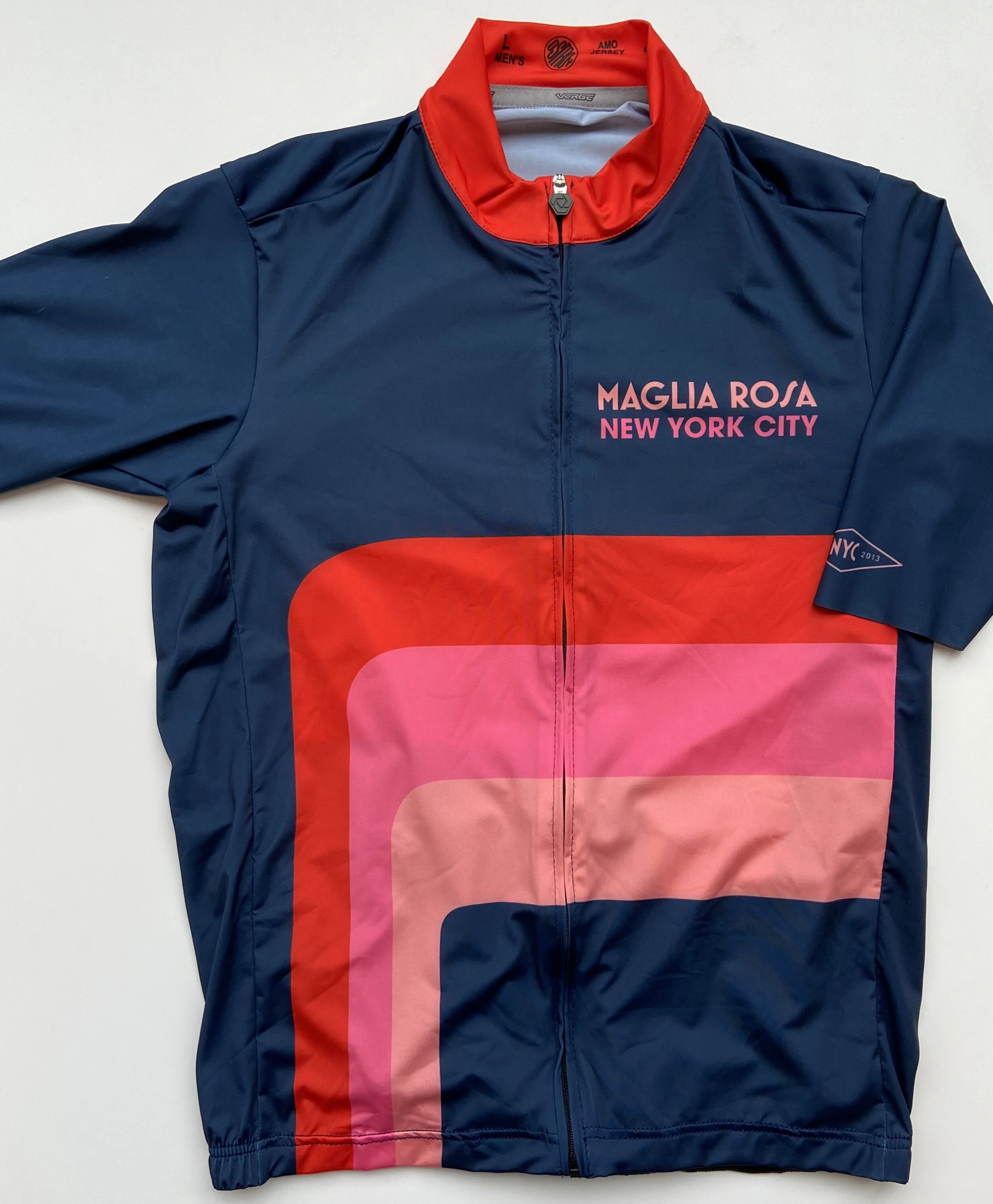 Maglia Rosa NYC Men's Short Sleeve Jersey - Navy/Red/Pink Edition