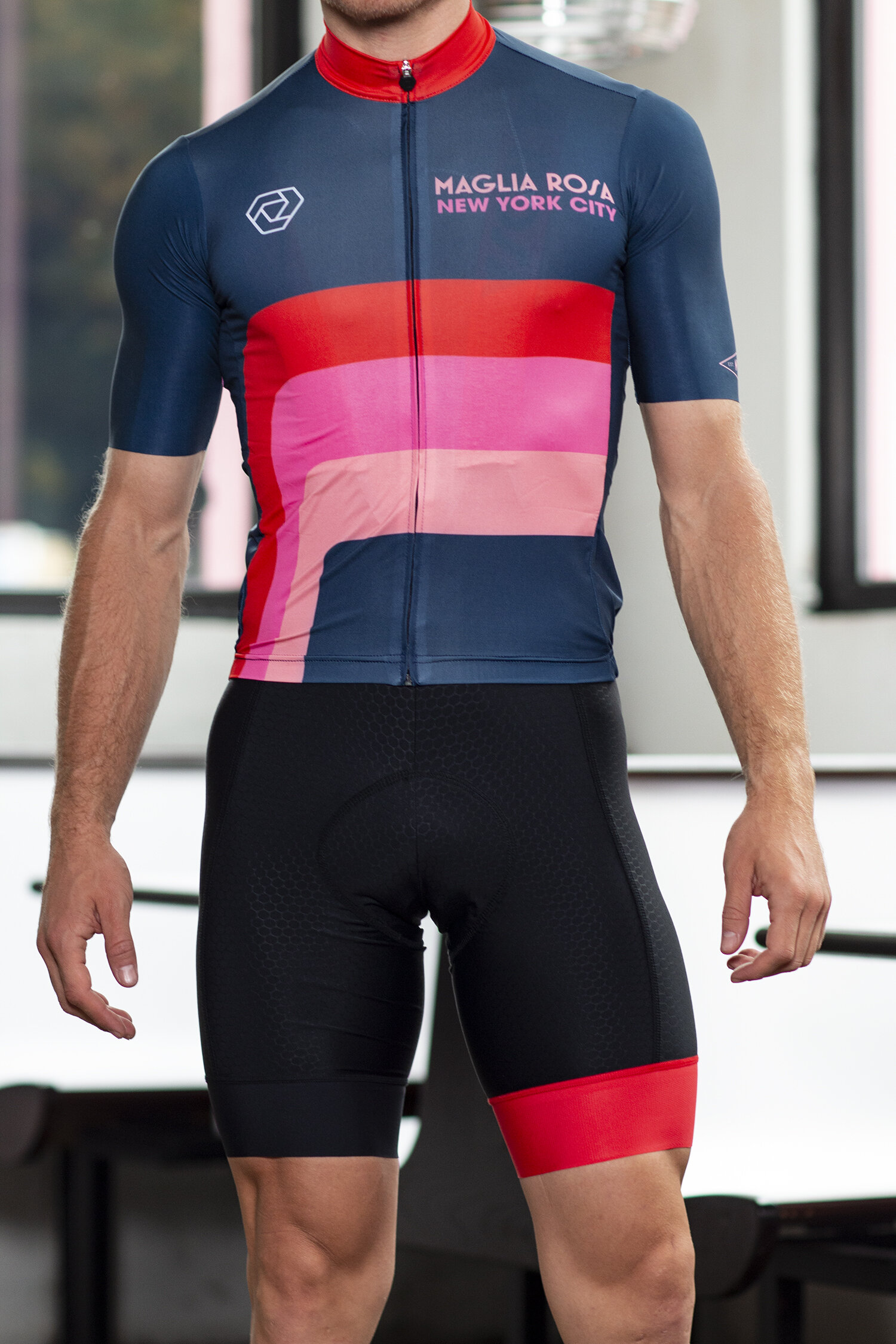 Rosa NYC Short Jersey - Navy/Red/Pink Edition — Maglia Rosa