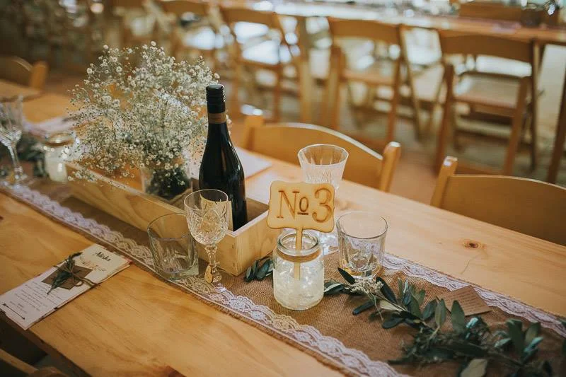 wooden table setting