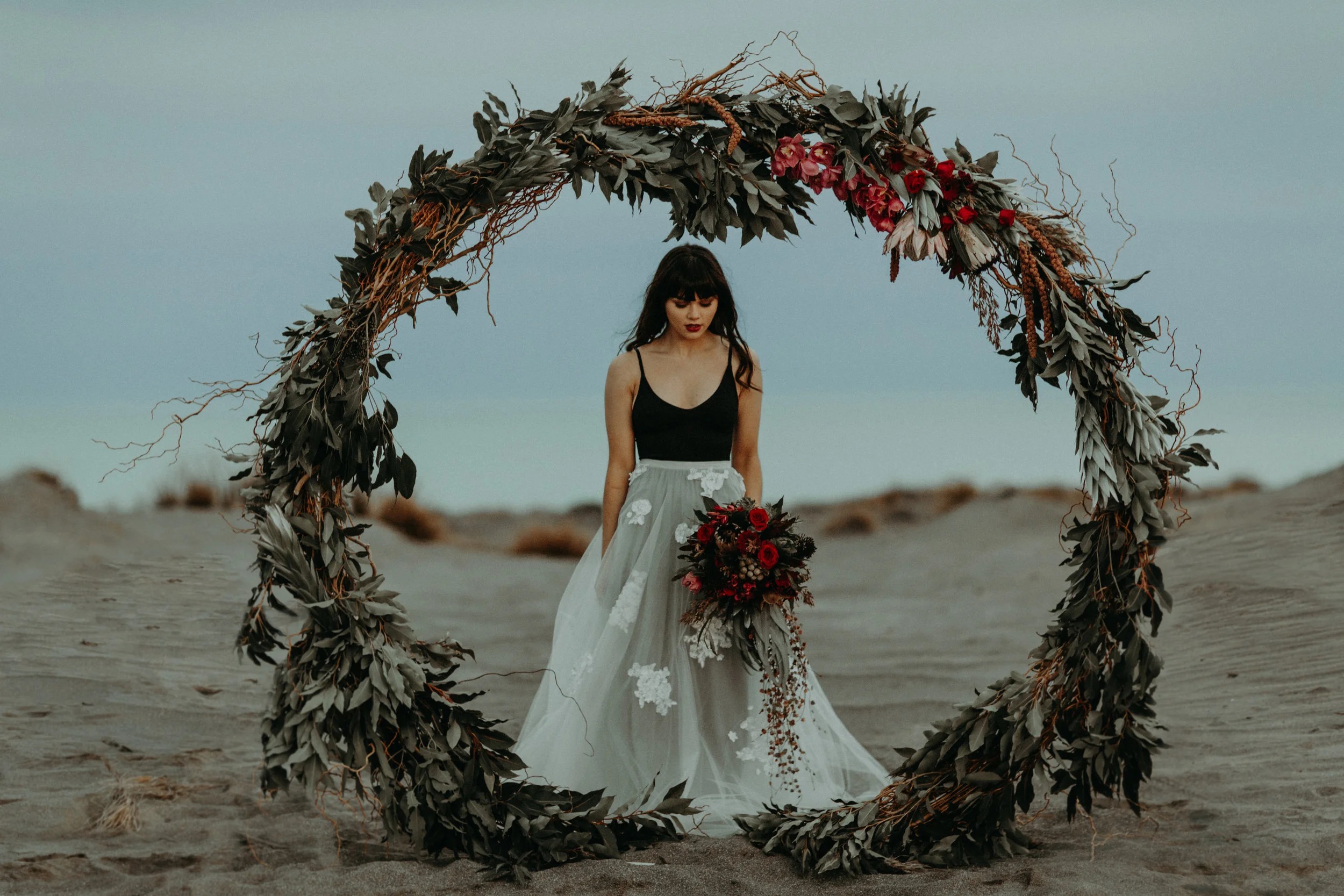 editorial shoot with wreath