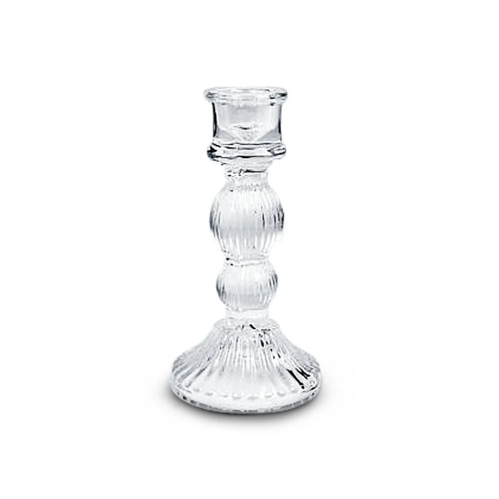 Glass Candlestick Holder 15cm