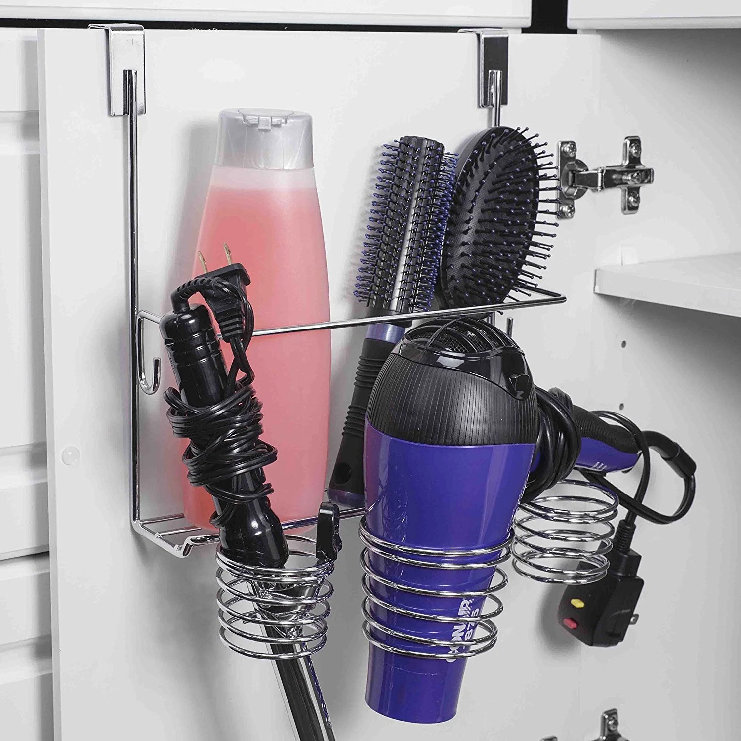  Home Basics Over the Cabinet Hairdryer Holder & Organizer in Chrome