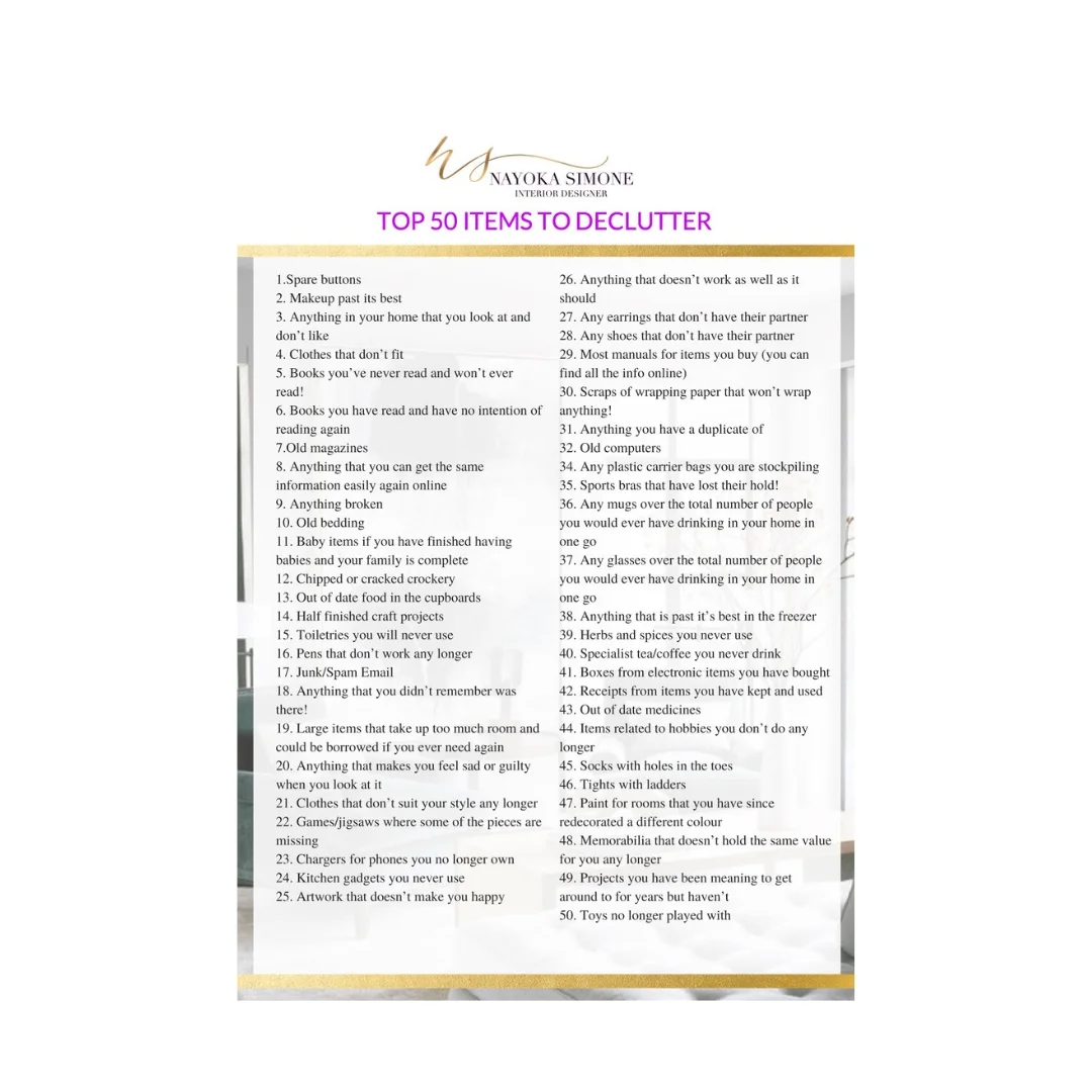 TOP 50 THINGS TO DECLUTTER