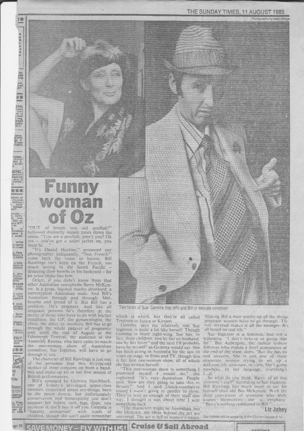 Full page London Sunday Times. @ Edinburgh '85
