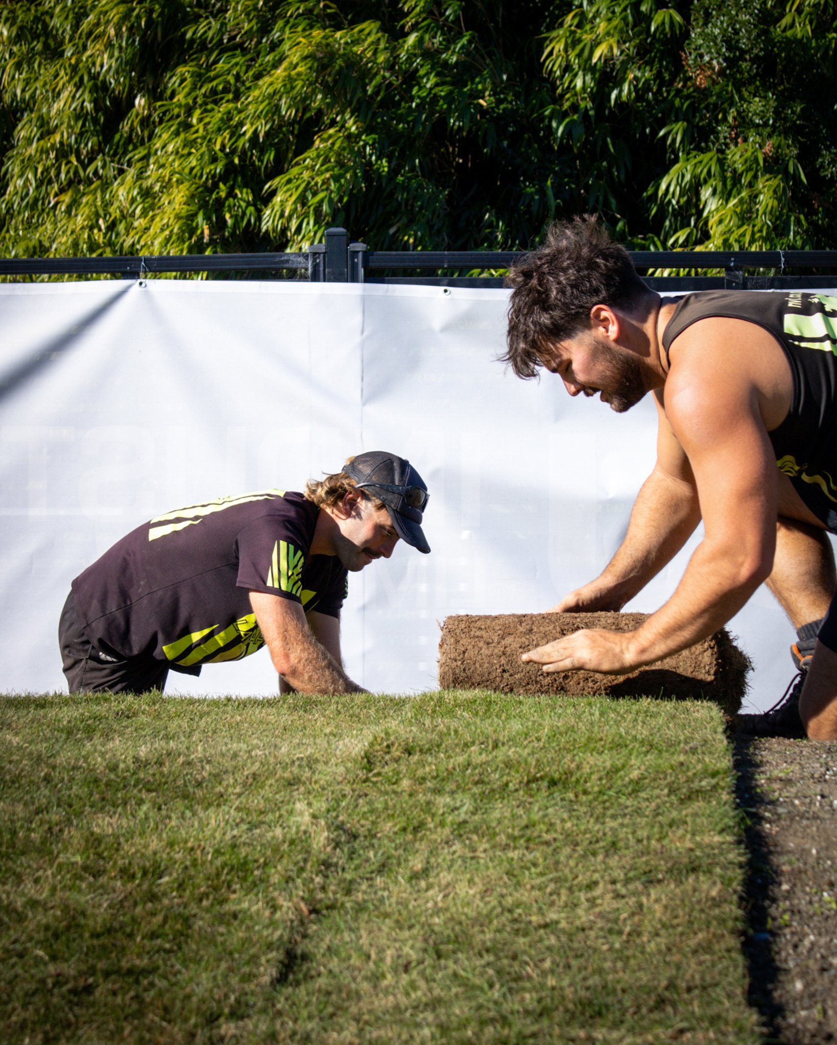 Tama and Jonesy laying Readylawn &mdash; marking one of the final milestones before we complete our large-scale commercial project on Neale Ave, Stoke.

#newvisionlandscapes #nvl #nvp #nvpools #landscapearchitecture #landscapedesign #nvdesign #teamaw