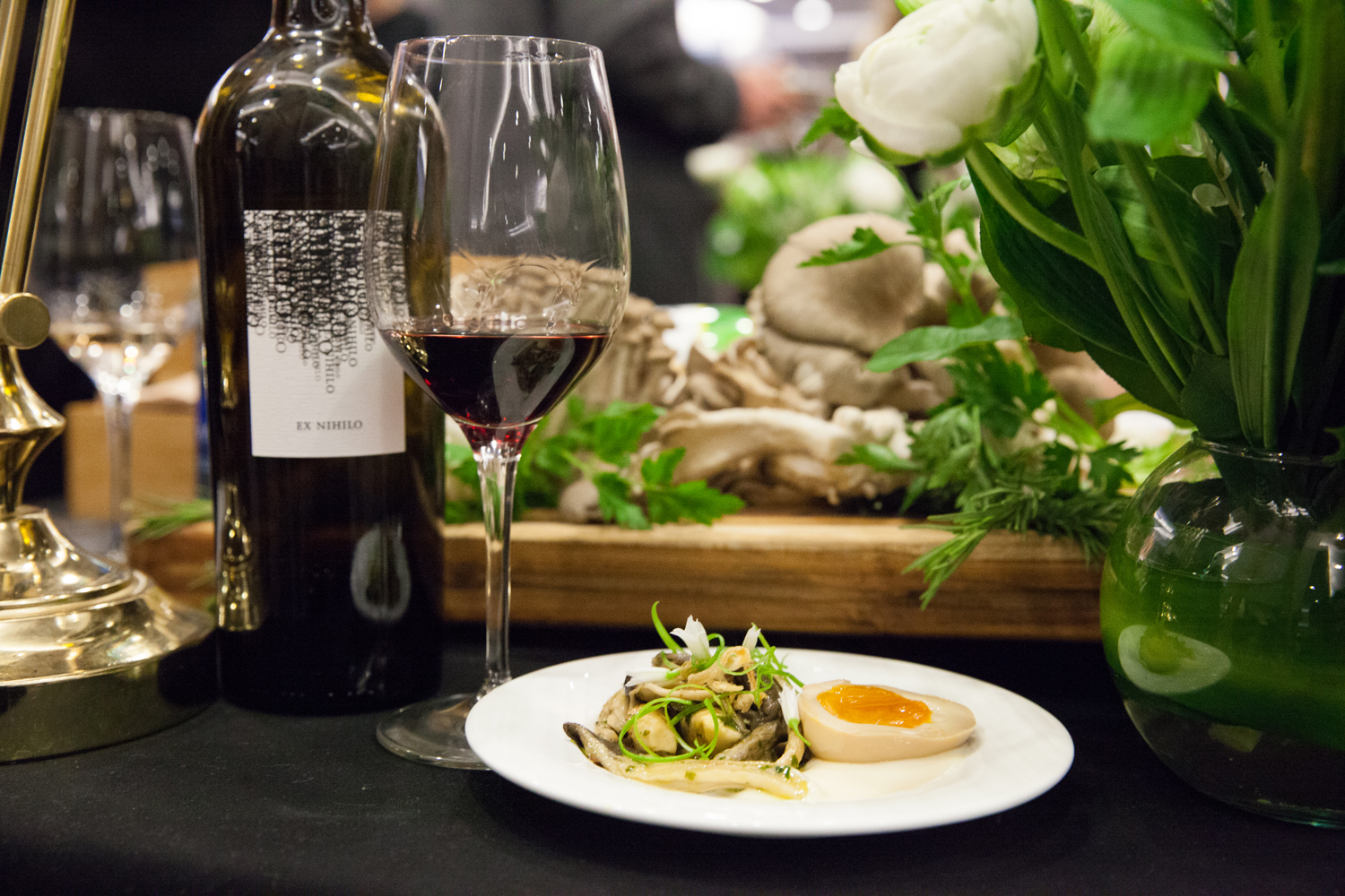   PiDGiN ’s Sautéed Local Morels and Cultivated Mushrooms with Brown Butter Yuzu Vinaigrette paired with  Ex Nihilo  2016 Merlot 