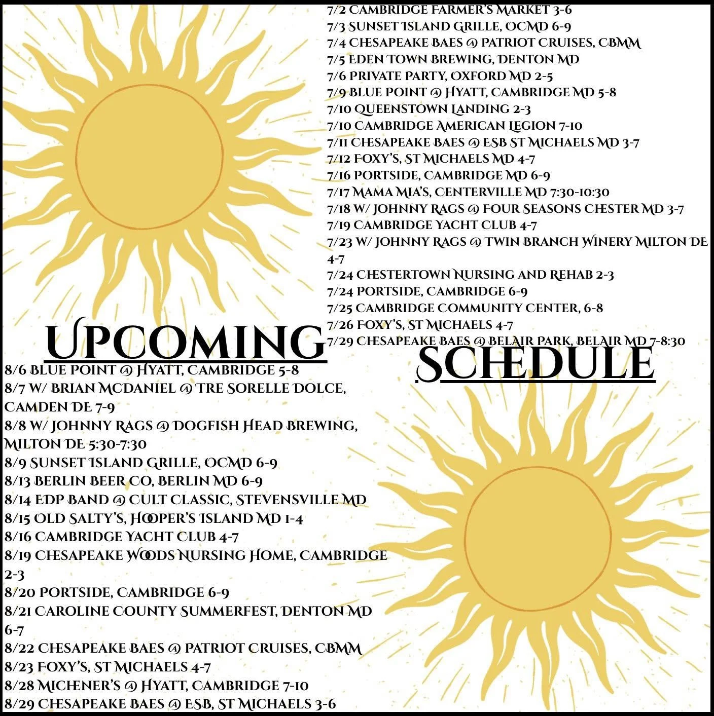 Current Music Schedule