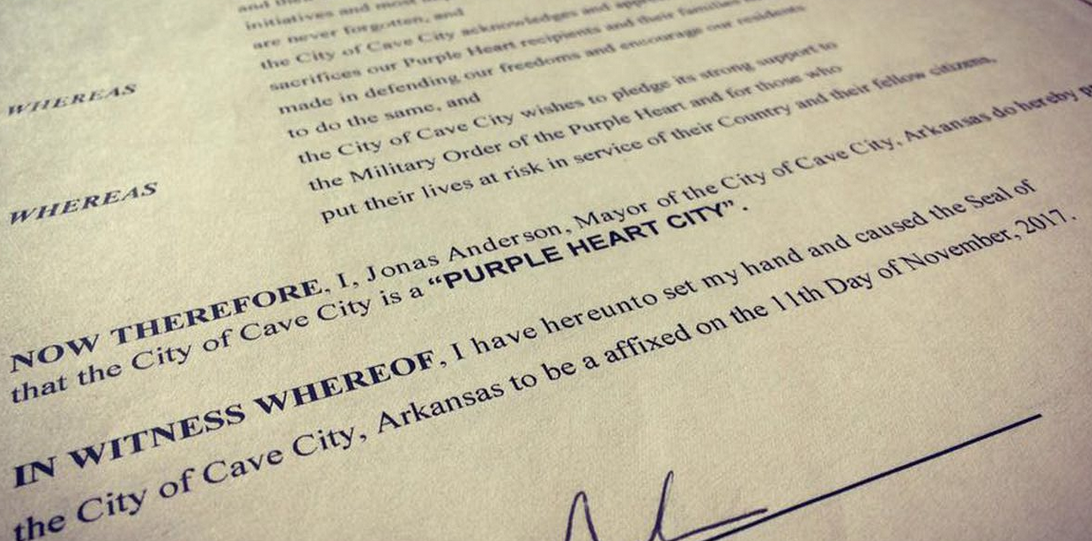Cave City becomes Purple Heart City