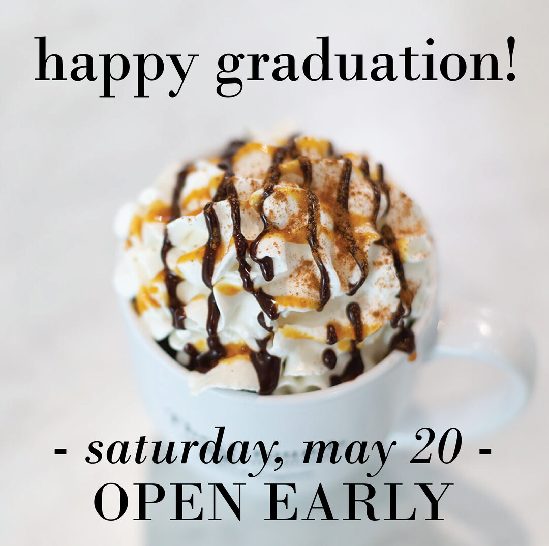 Happy Graduation Day! ​​​​​​​​​
We'll be open early tomorrow to make sure you get your caffeine fix before graduation! We'll be open from 7am until 4:30pm tomorrow, Saturday May 20th.

#thegrounds #thegroundsva #coffeeshop #coffee #hotcoffee #coffees