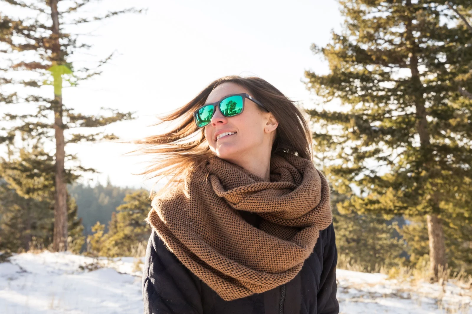 Outdoor Lifestyle Photographer Colorado Knockaround Sunglasses Winter Hair Fly Snow