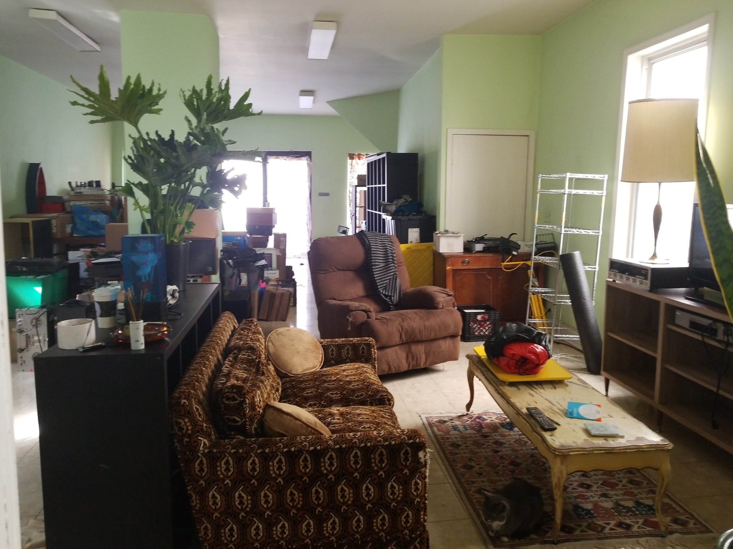 The living room area, standing in the doorway of my office - looking towards the front doors.