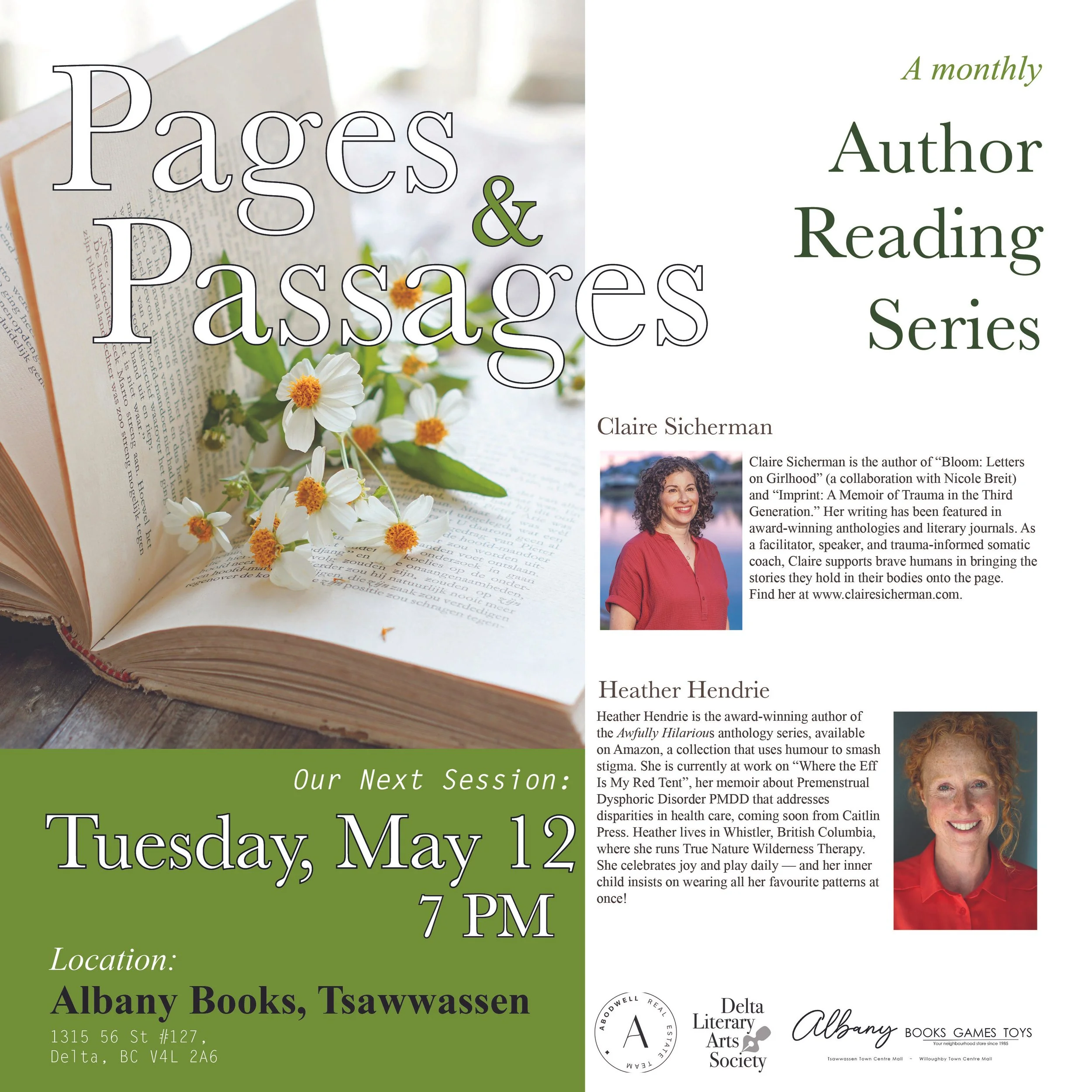 Pages &amp; Passages at Albany Books: Claire Sicherman &amp; Heather Hendrie