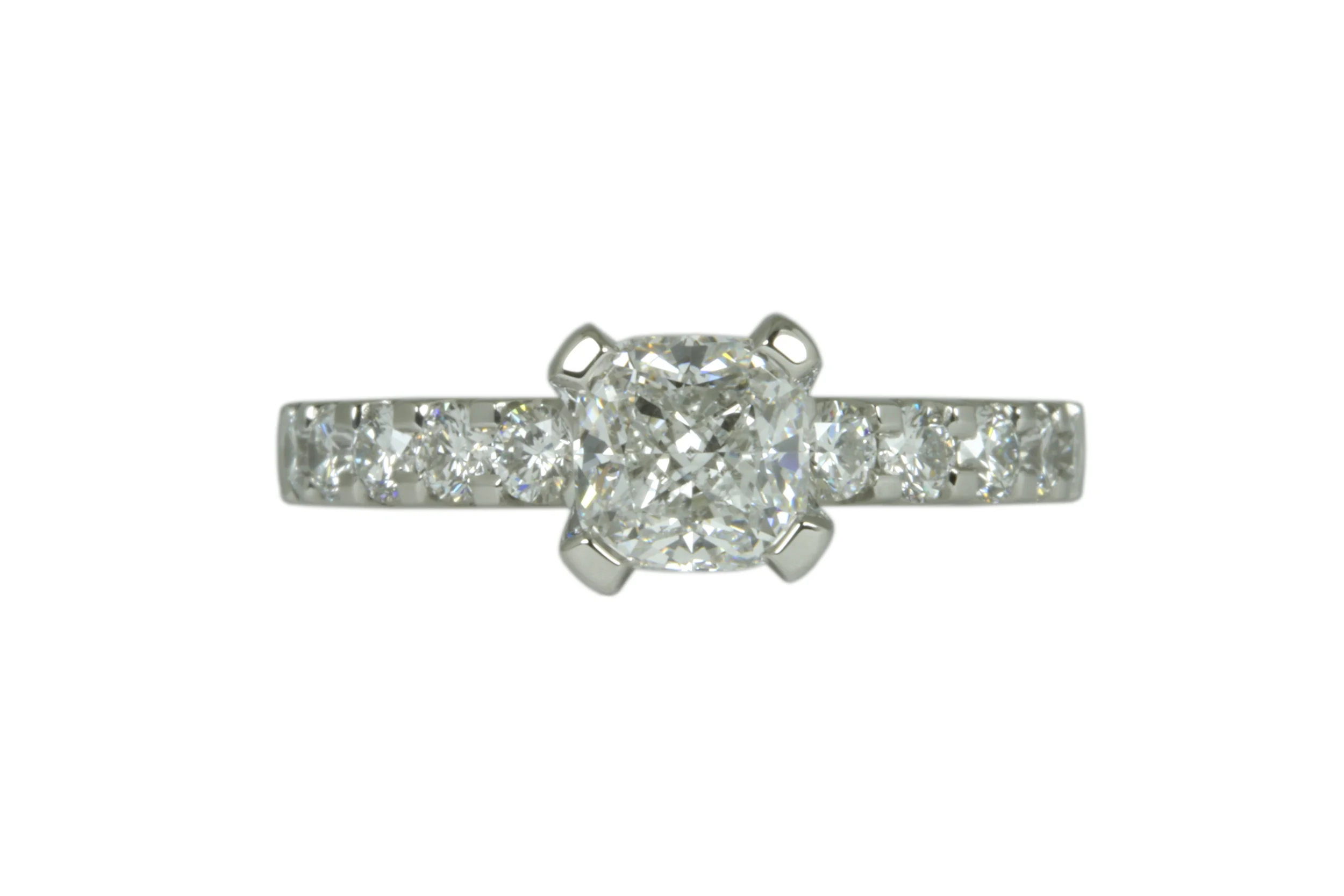 1 Carat Diamond Cushion Cut Engagement Ring