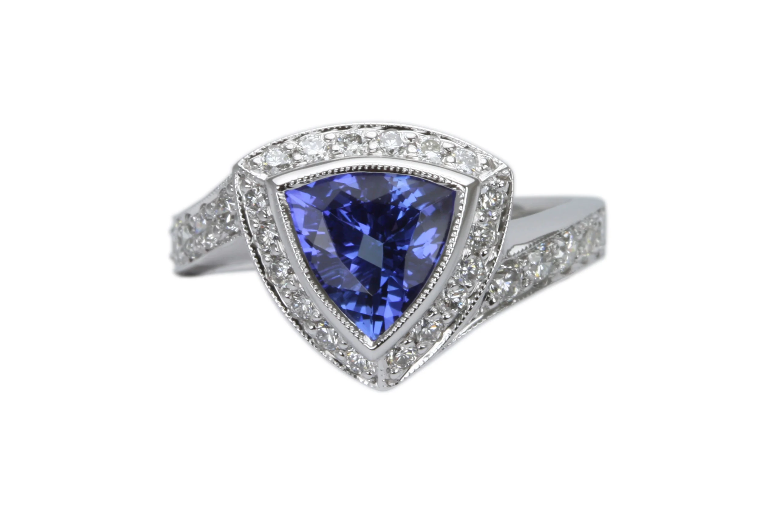 Tanzanite Diamond and White Gold Ring