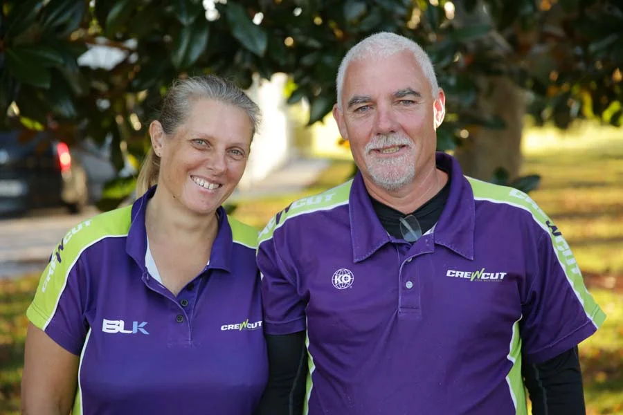 Happy Whangarei Crewcut couple lawn business owners