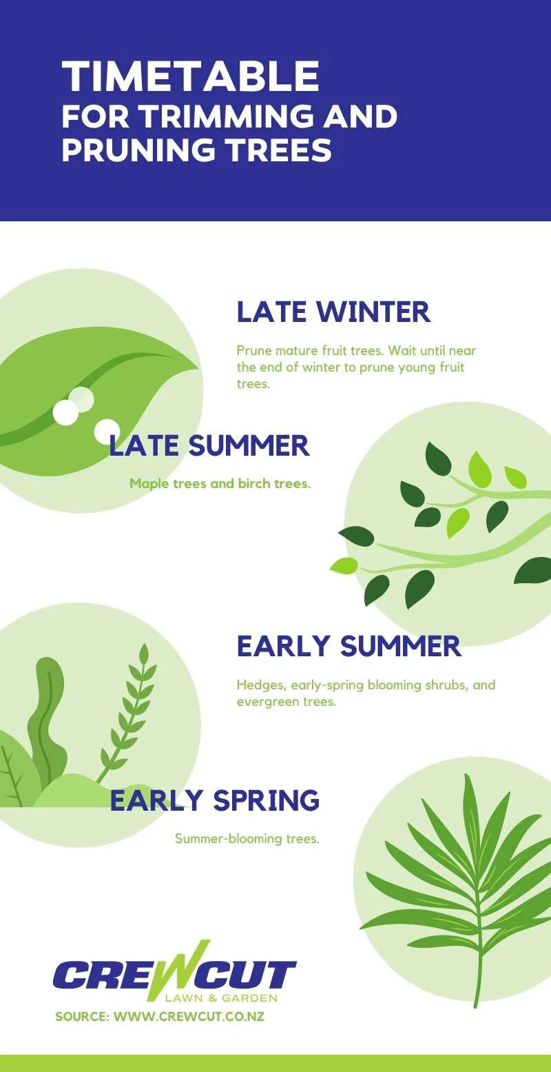 Tree pruning or tree trimming timetable